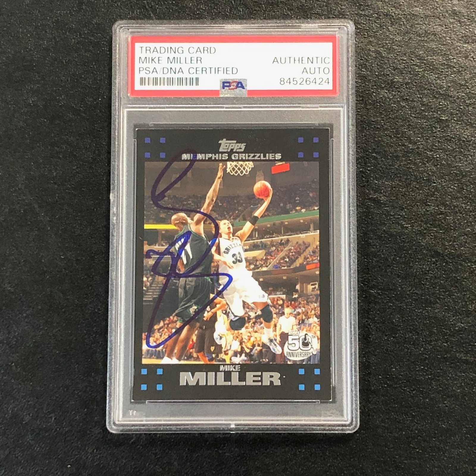 2007-08 Topps #8 Mike Miller Signed Card AUTO PSA Slabbed Grizzlies

