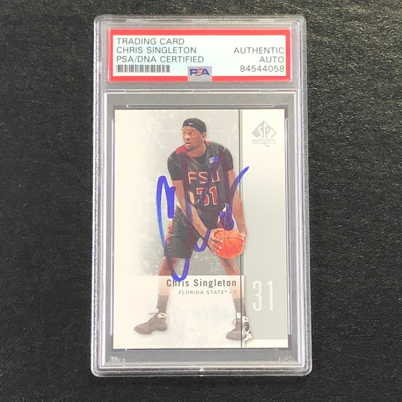 2011-12 SP Authentic #38 Chris Singleton Signed Card AUTO PSA Slabbed Florida St
