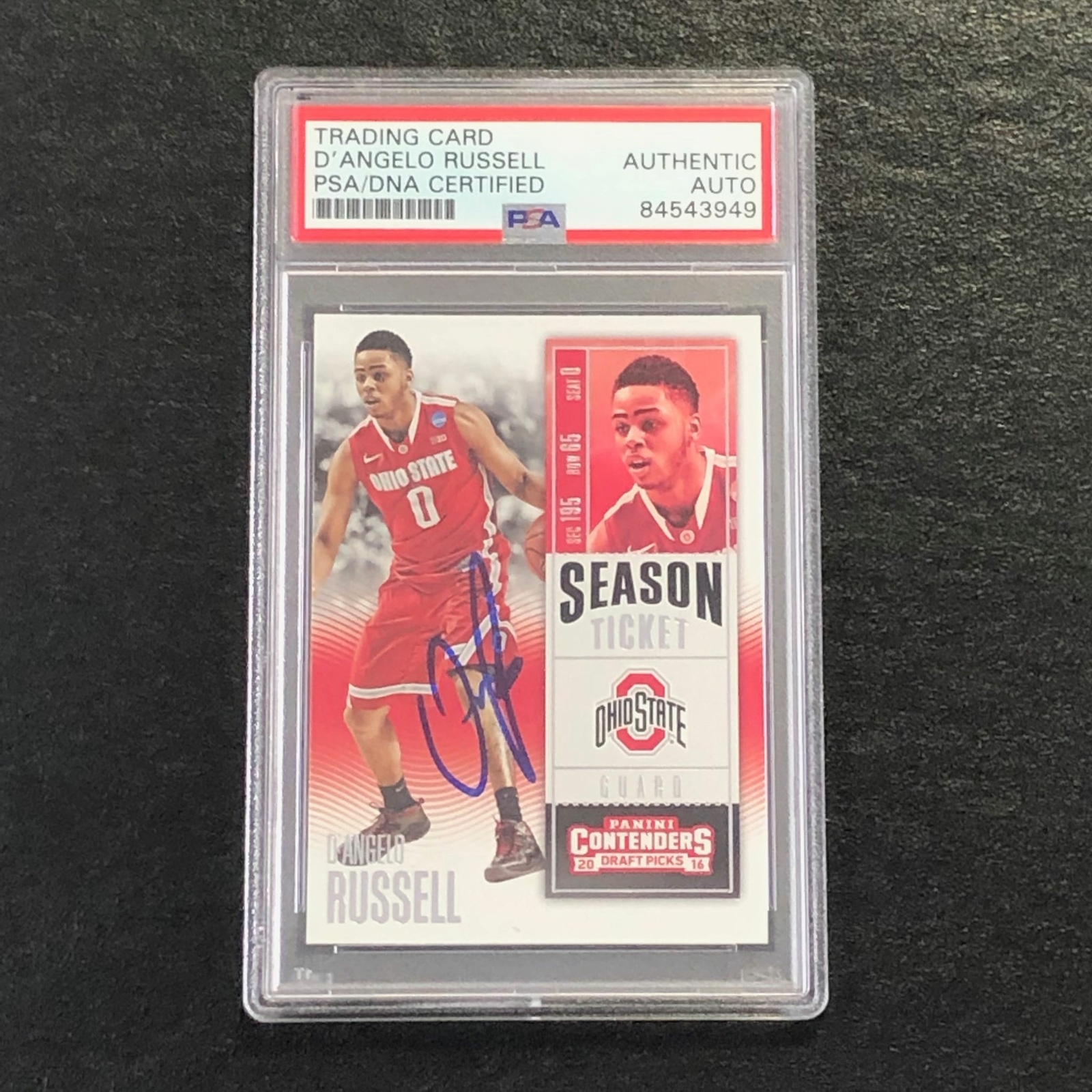 2016 Contenders Draft Picks Season Ticket #19 D'Angelo Russell Signed Card AUTO
