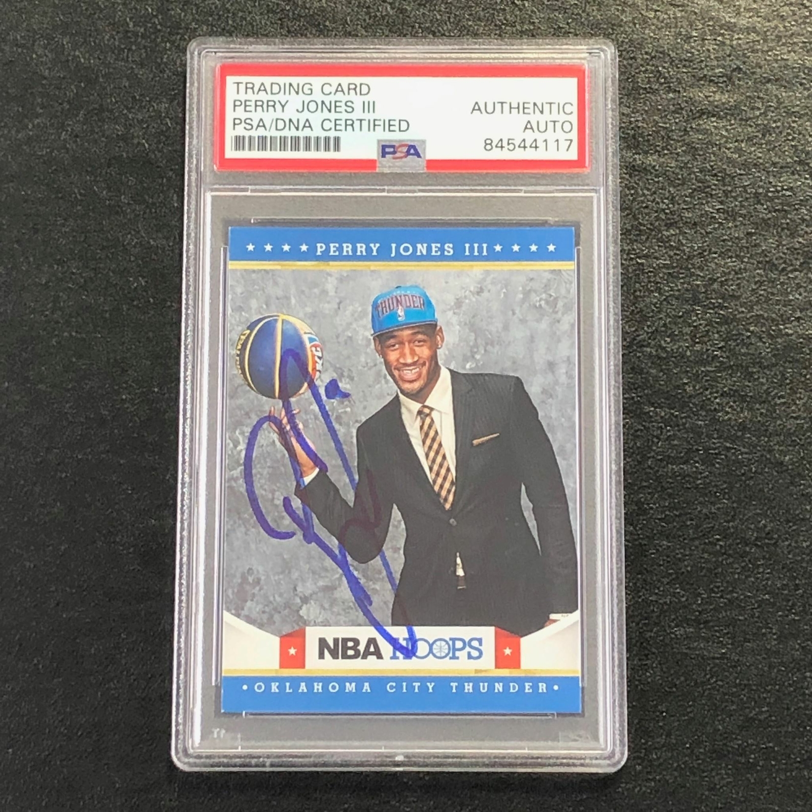 2012-13 NBA Hoops #291 Perry Jones Signed Card AUTO PSA Slabbed RC Thunder
