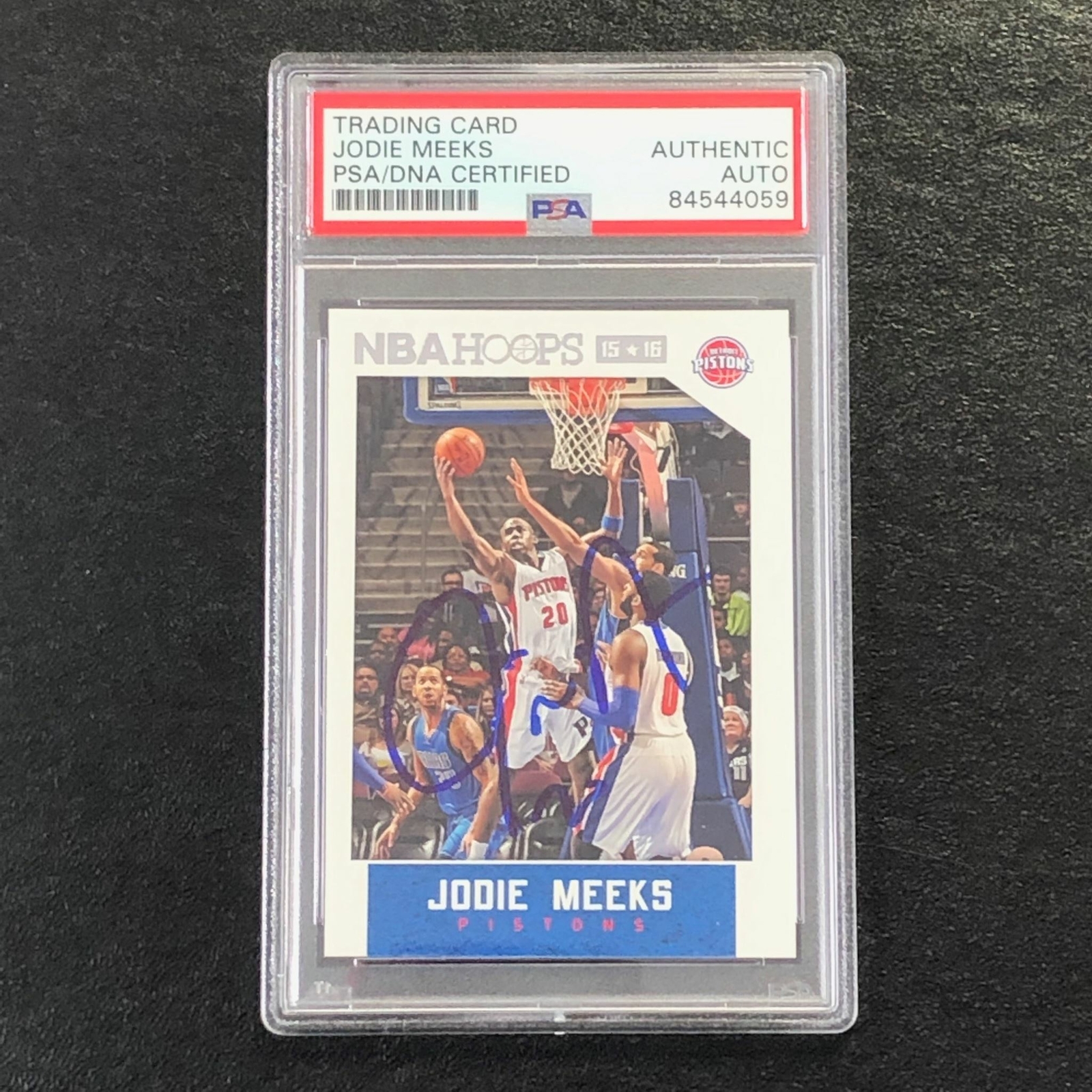 2015-16 NBA Hoops #153 Jodie Meeks Signed Card AUTO 10 PSA Slabbed Pistons
