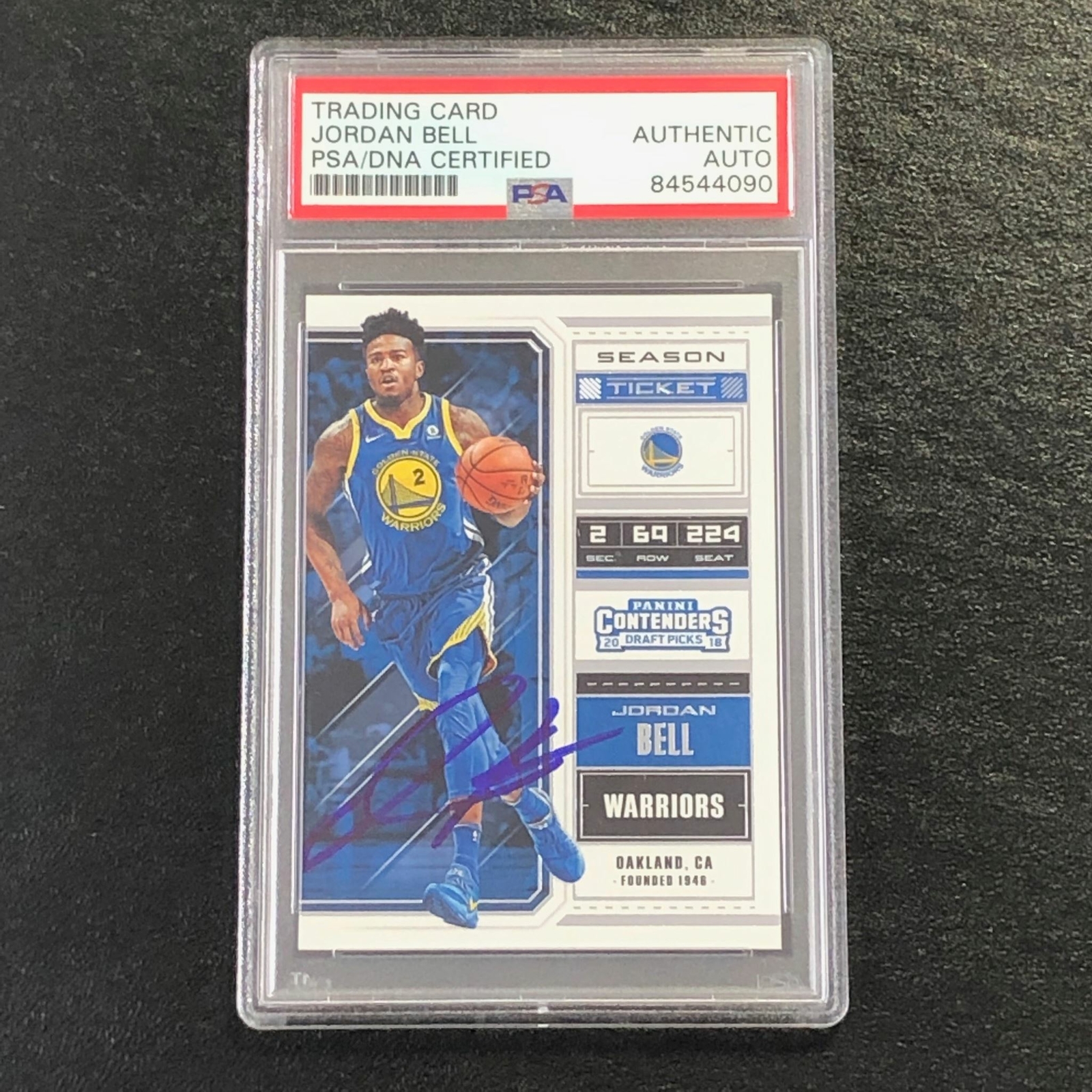 2018-19 Contenders Draft Picks #28 Jordan Bell Signed Card AUTO PSA Slabbed Warr
