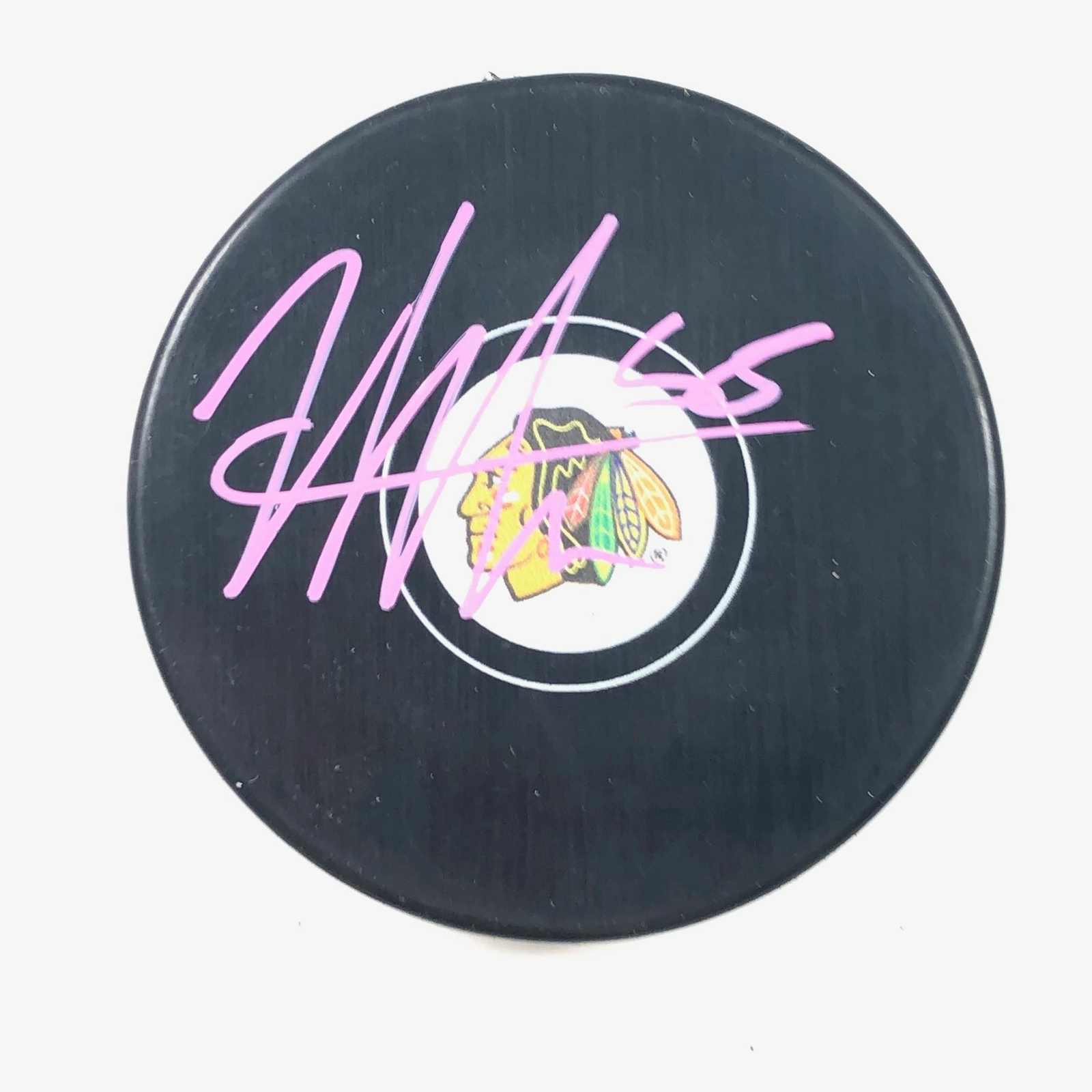 MacKENZIE ENTWISTLE signed Hockey Puck PSA/DNA Chicago Blackhawks Autographed
