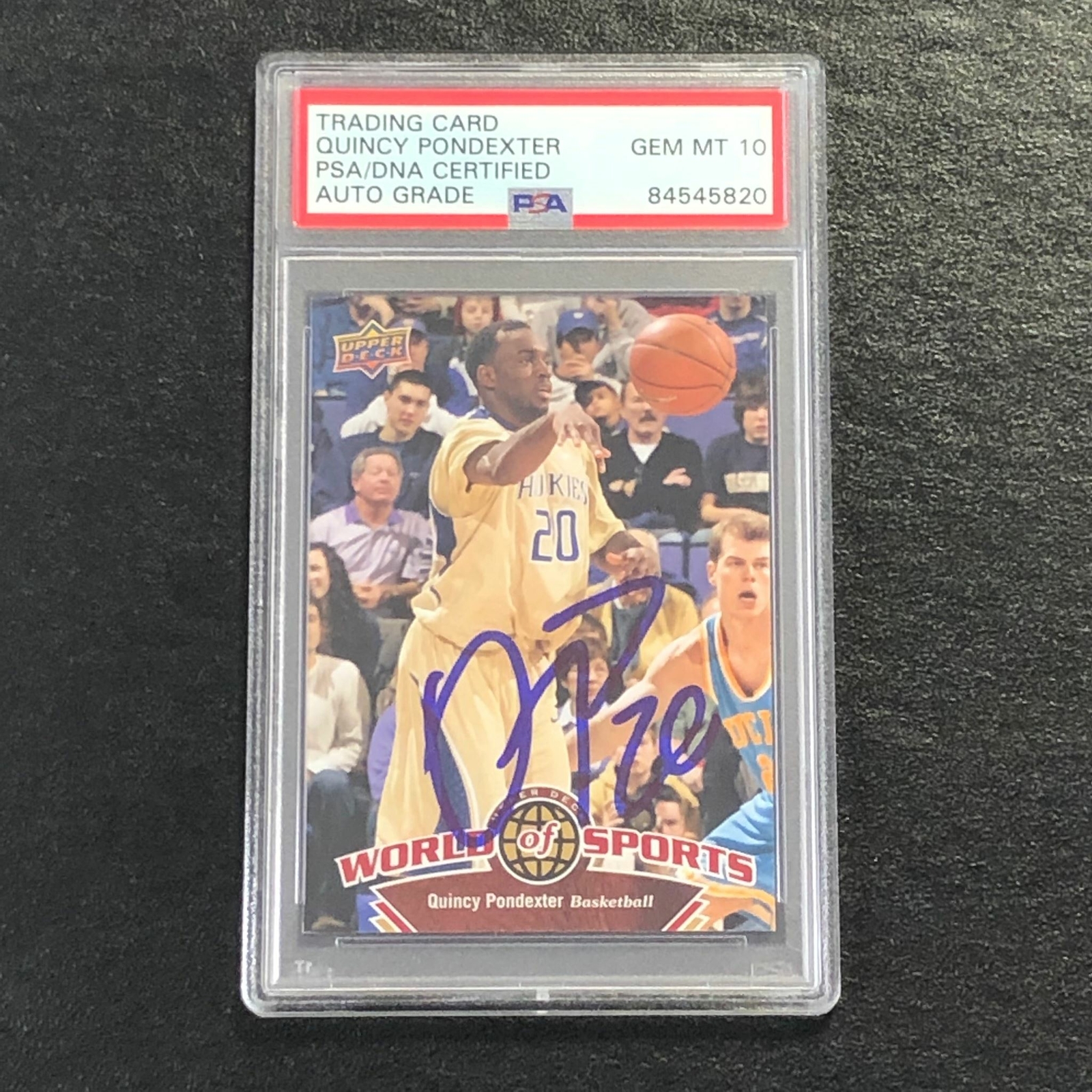 2010 Upper Deck World of Sports #49 Quincy Pondexter signed card PSA/DNA Auto 10
