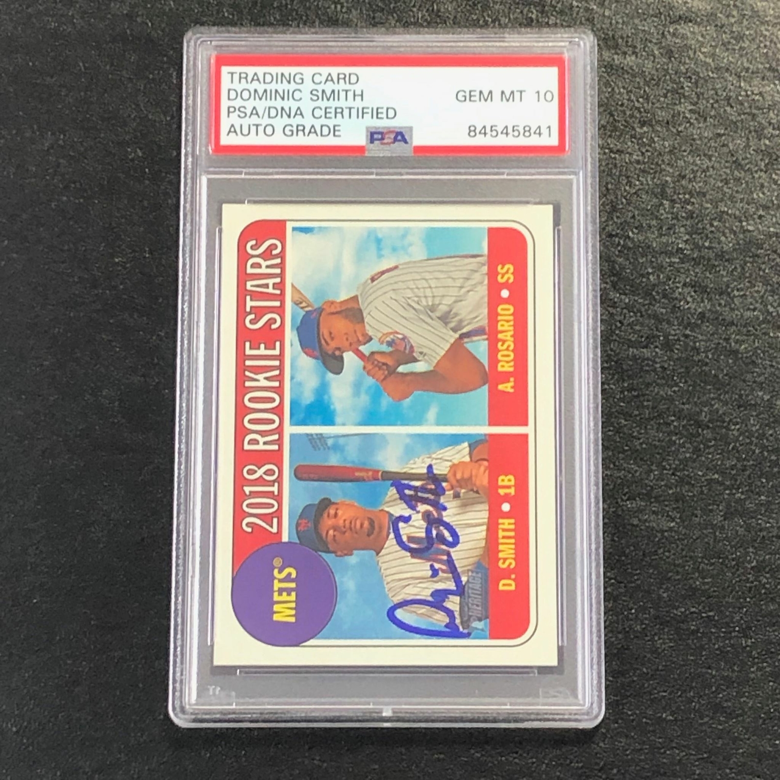 2018 Topps Heritage #31 Dominic Smith Signed Card PSA Slabbed Auto 10 RC Mets
