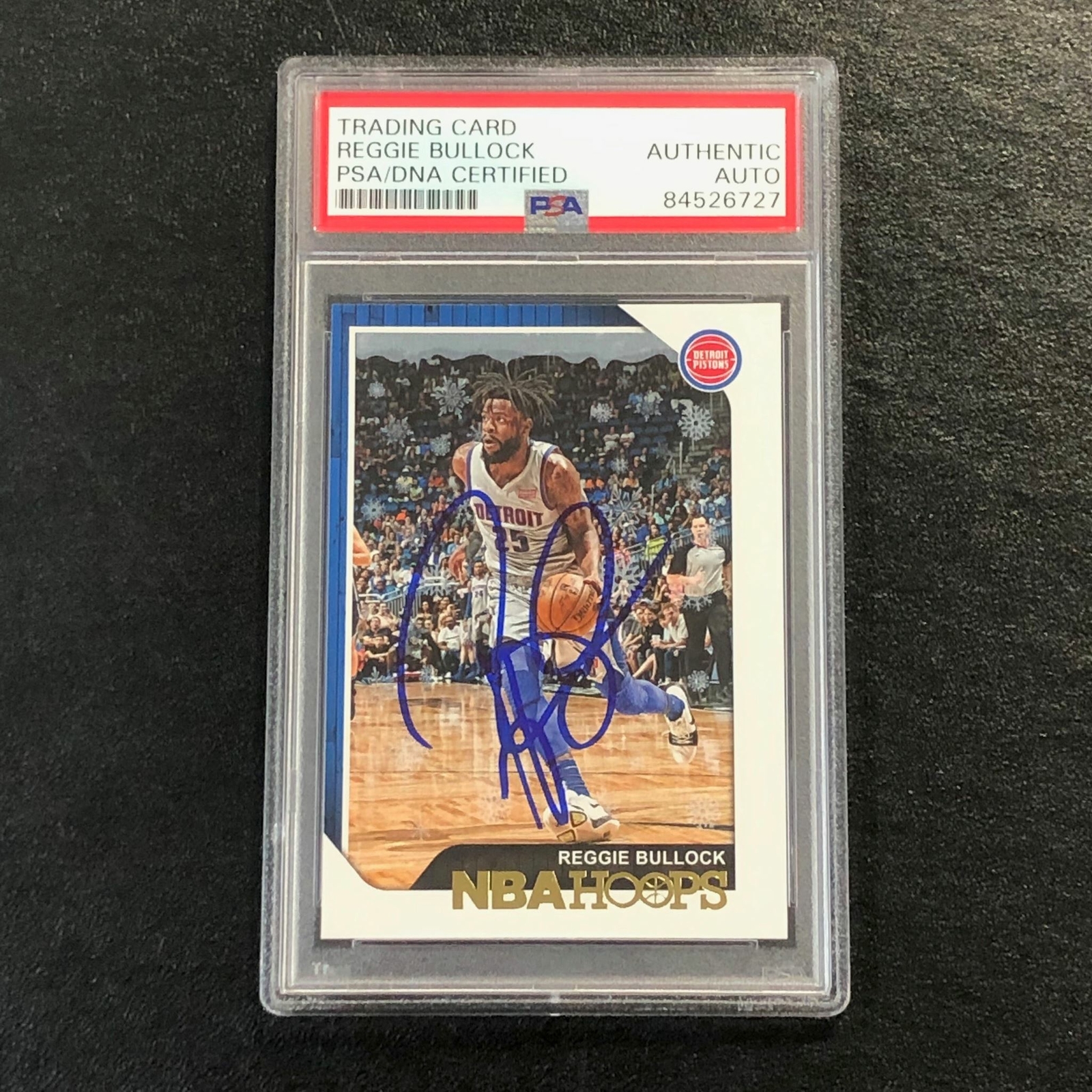 2018-19 NBA Hoops #134 Reggie Bullock Signed Card AUTO PSA Slabbed Pistons
