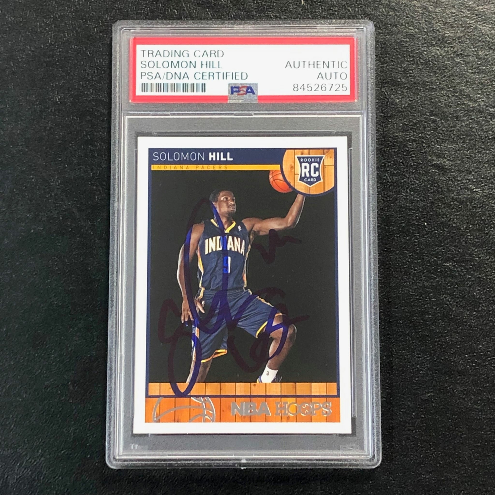 2013-14 NBA Hoops #283 Solomon Hill Signed Card AUTO PSA Slabbed RC Pacers
