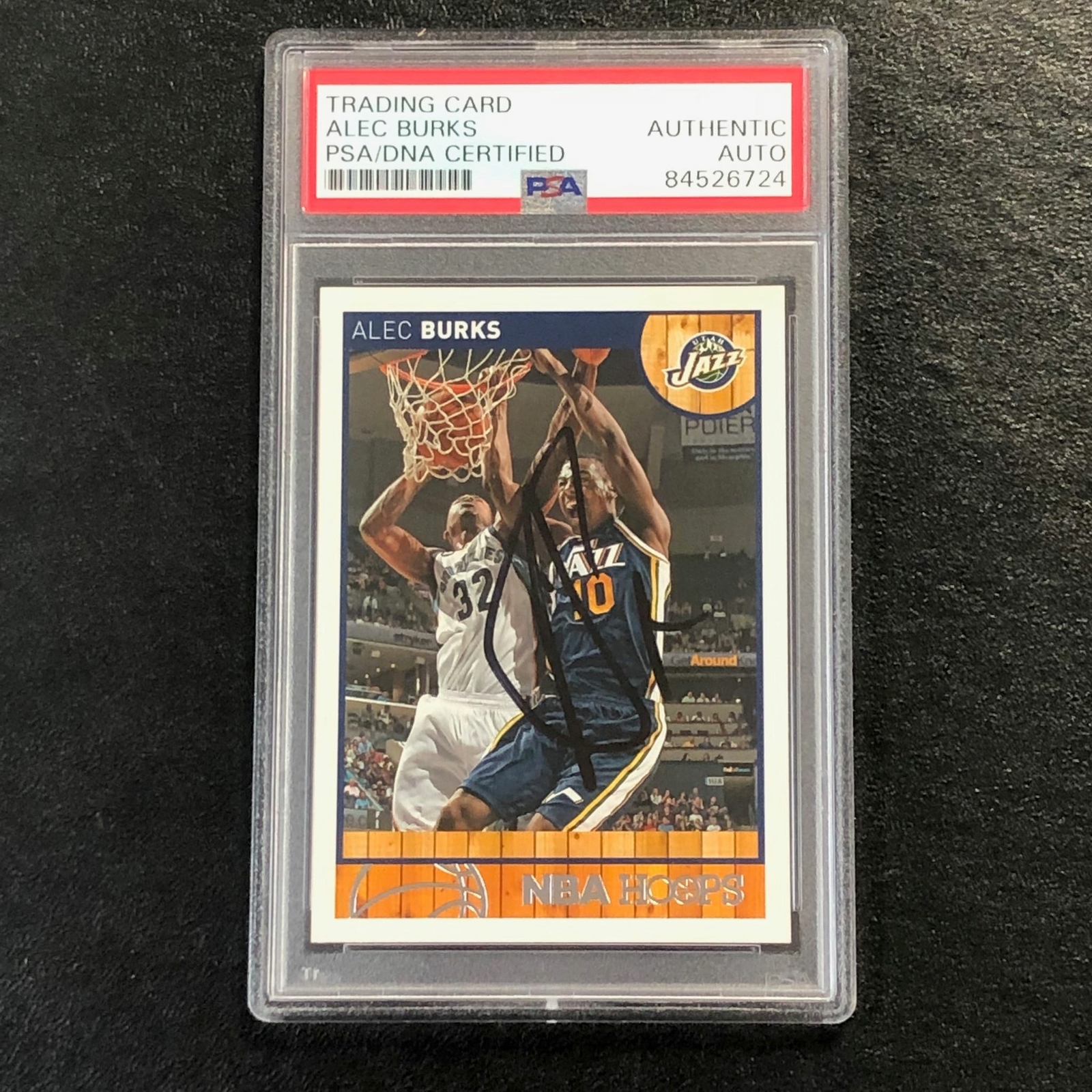 2013-14 NBA Hoops #165 Alec Burks Signed Card AUTO PSA Slabbed Jazz
