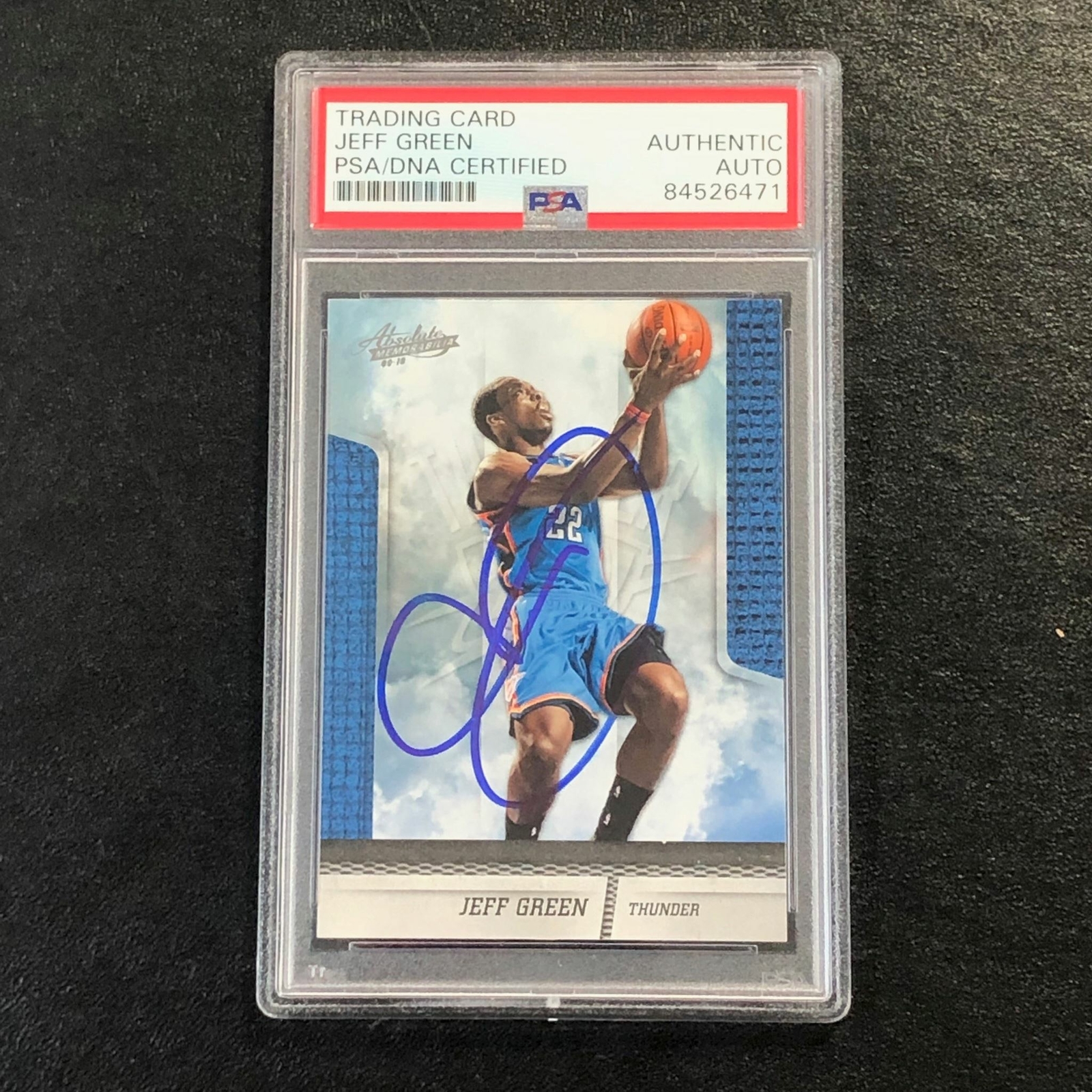2009-10 Absolute Memorabilia #85 Jeff Green Signed Card AUTO PSA/DNA Slabbed Thu

