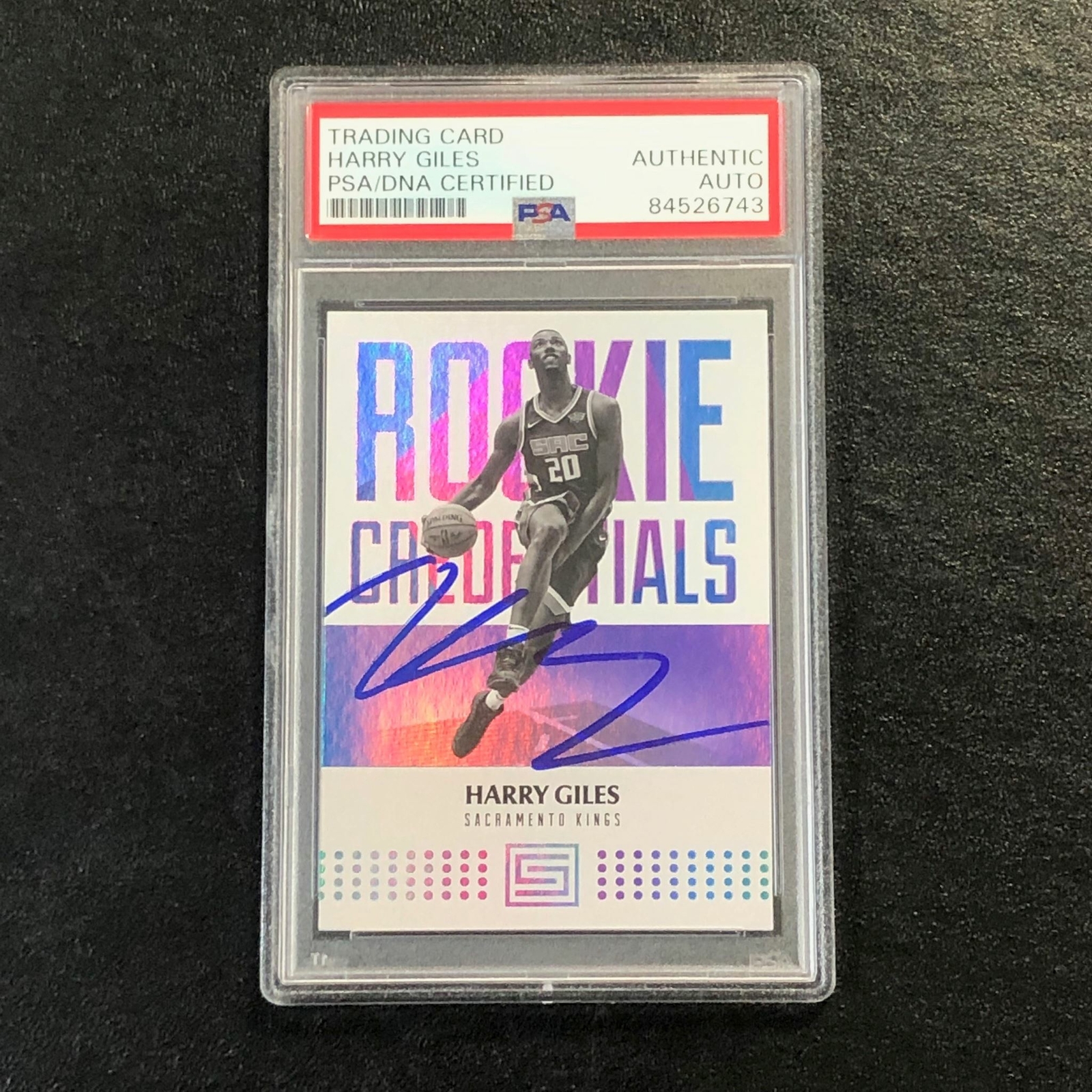 2017-18 Panini Status Rookie Credentials #24 HARRY GILES Signed Card AUTO PSA S
