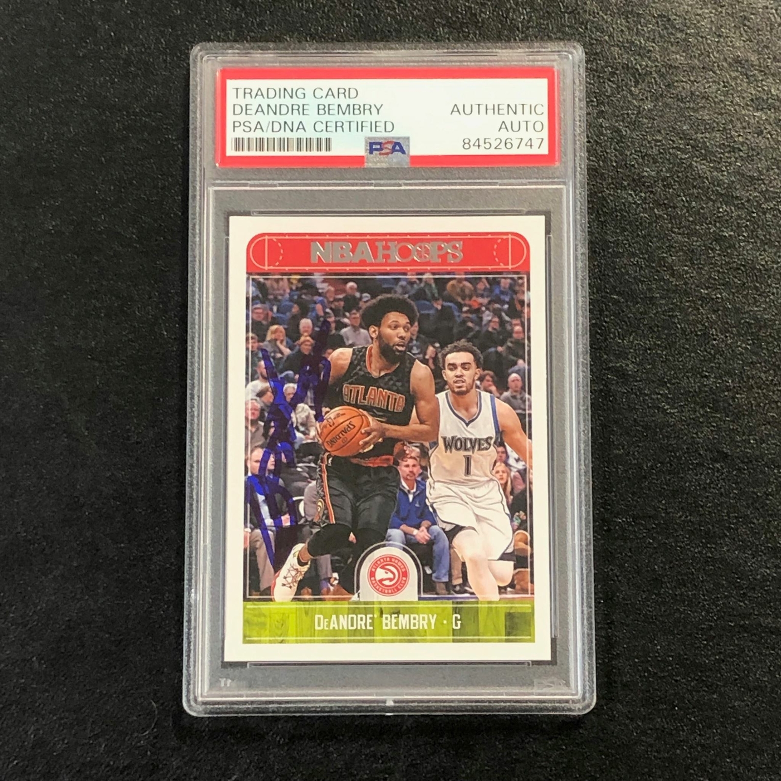 2017-18 NBA Hoops #64 Deandre Bembry Signed Card AUTO PSA Slabbed Hawks

