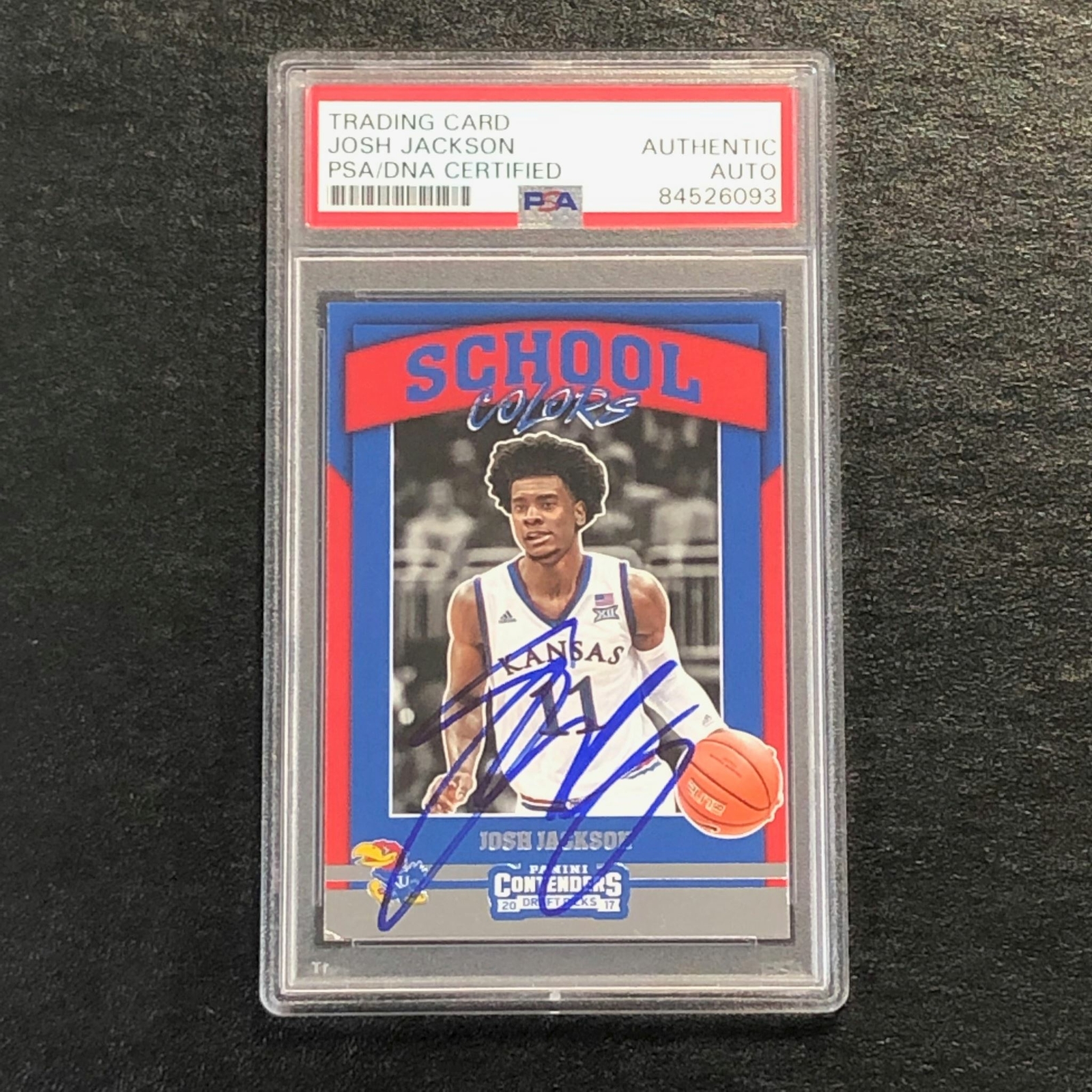 2017 Contenders Draft Picks #3 Josh Jackson Signed Card AUTO PSA Slabbed Kansas
