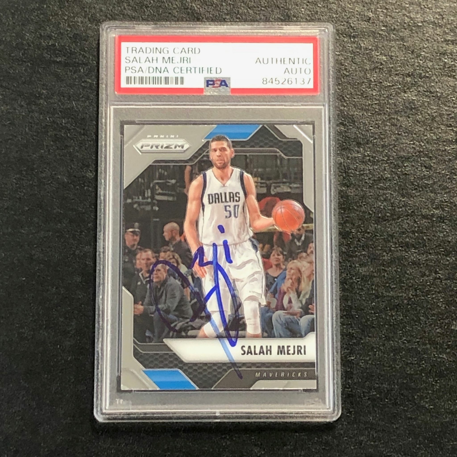 2016-17 Panini Prizm #158 Salah Mejri Signed Card AUTO PSA Slabbed Mavericks
