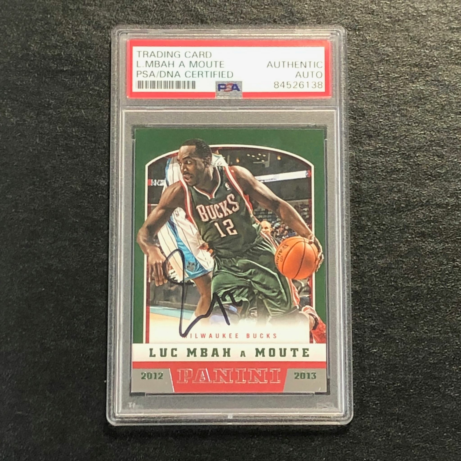 2012-13 PANINI #106 Luc Mbah a Moute Signed Card AUTO PSA Slabbed Bucks
