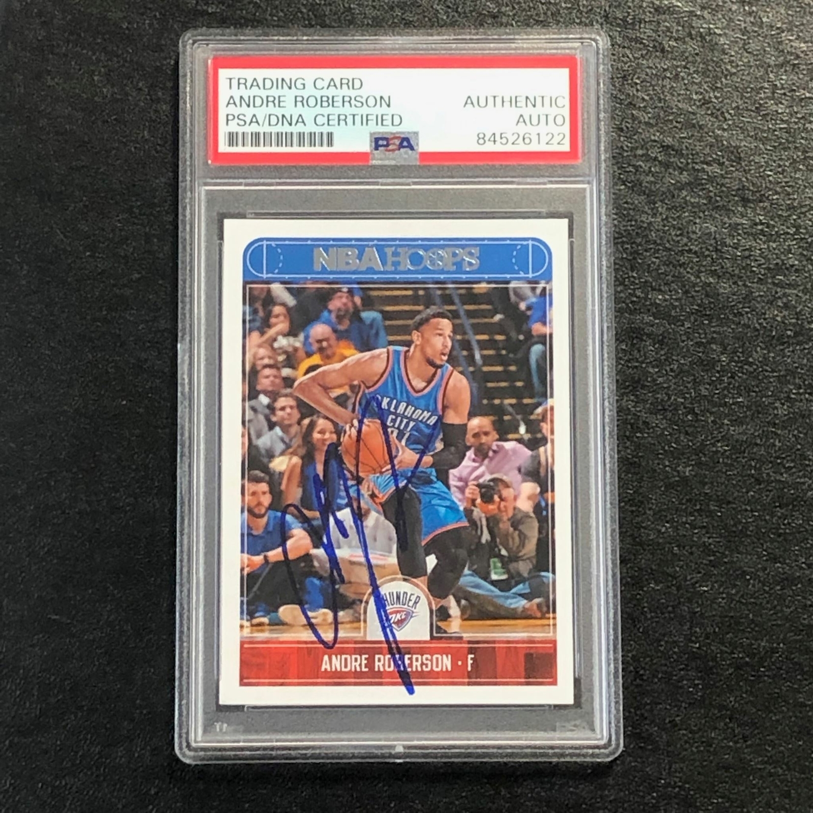 2017-18 NBA Hoops #213 Andre Roberson Signed Card AUTO PSA Slabbed Thunder
