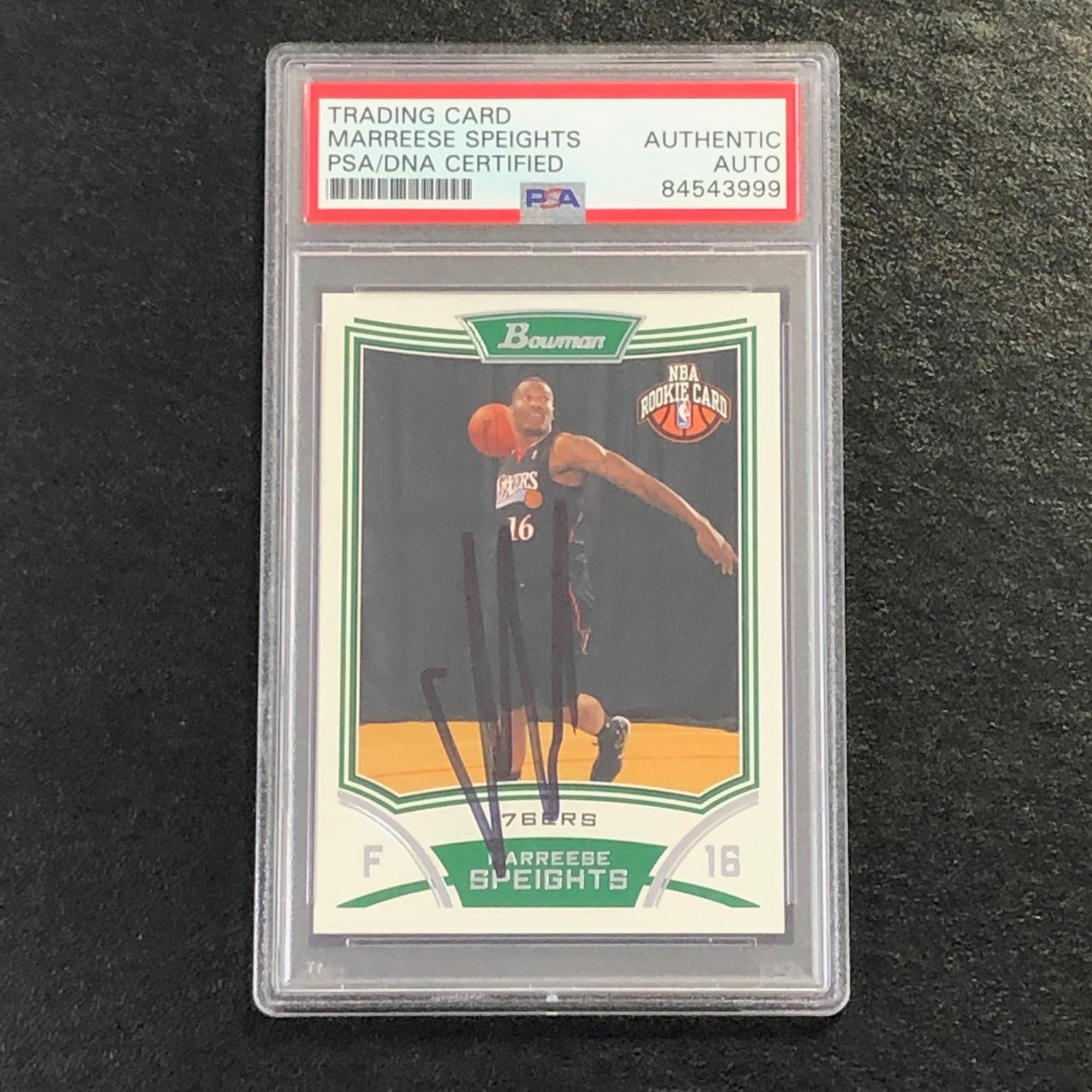 2008-09 BOWMAN #125 MARREESE SPEIGHTS Signed Card AUTO PSA Slabbed RC 76ers
