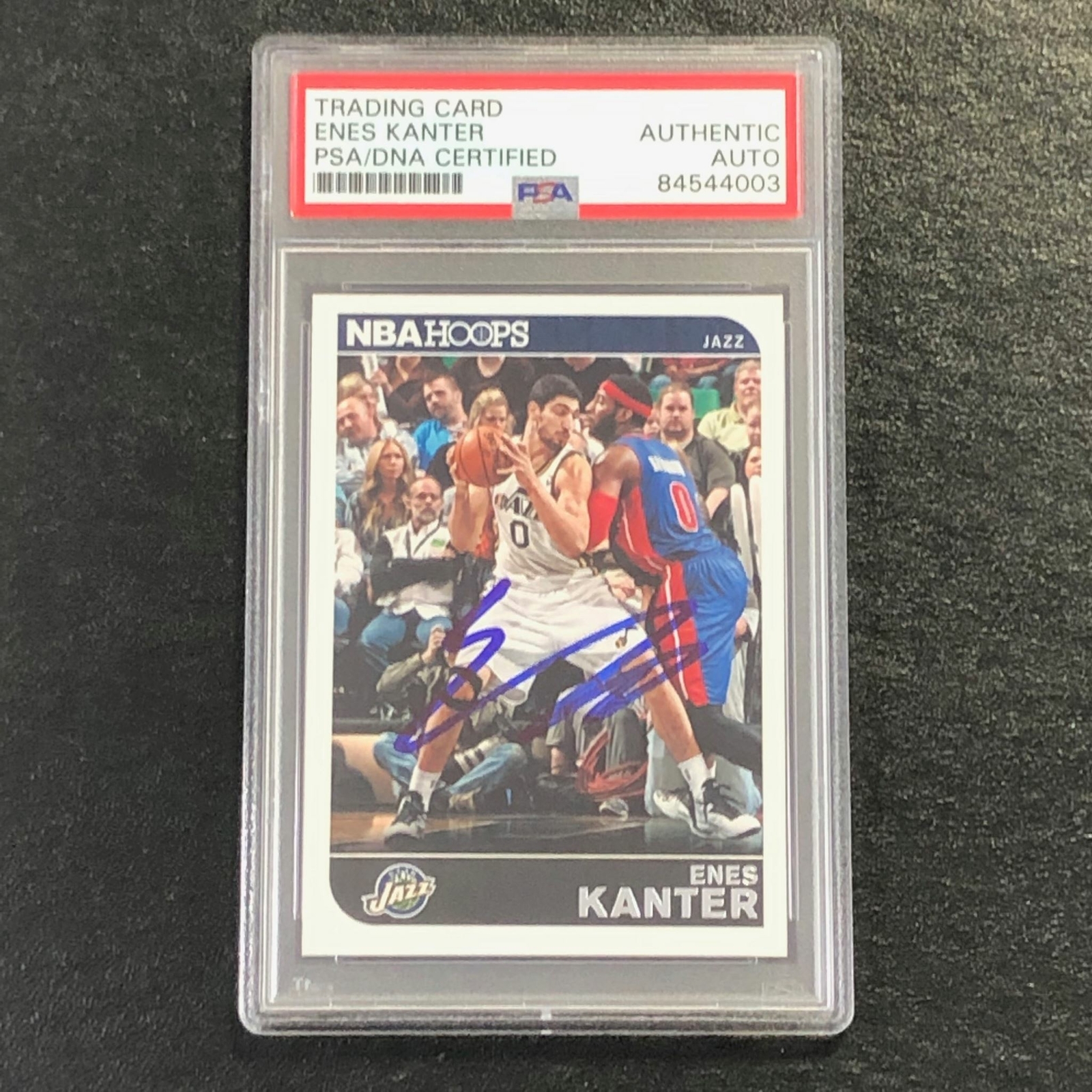 2014-15 NBA Hoops #50 Enes Kanter Signed Card AUTO PSA Slabbed Jazz
