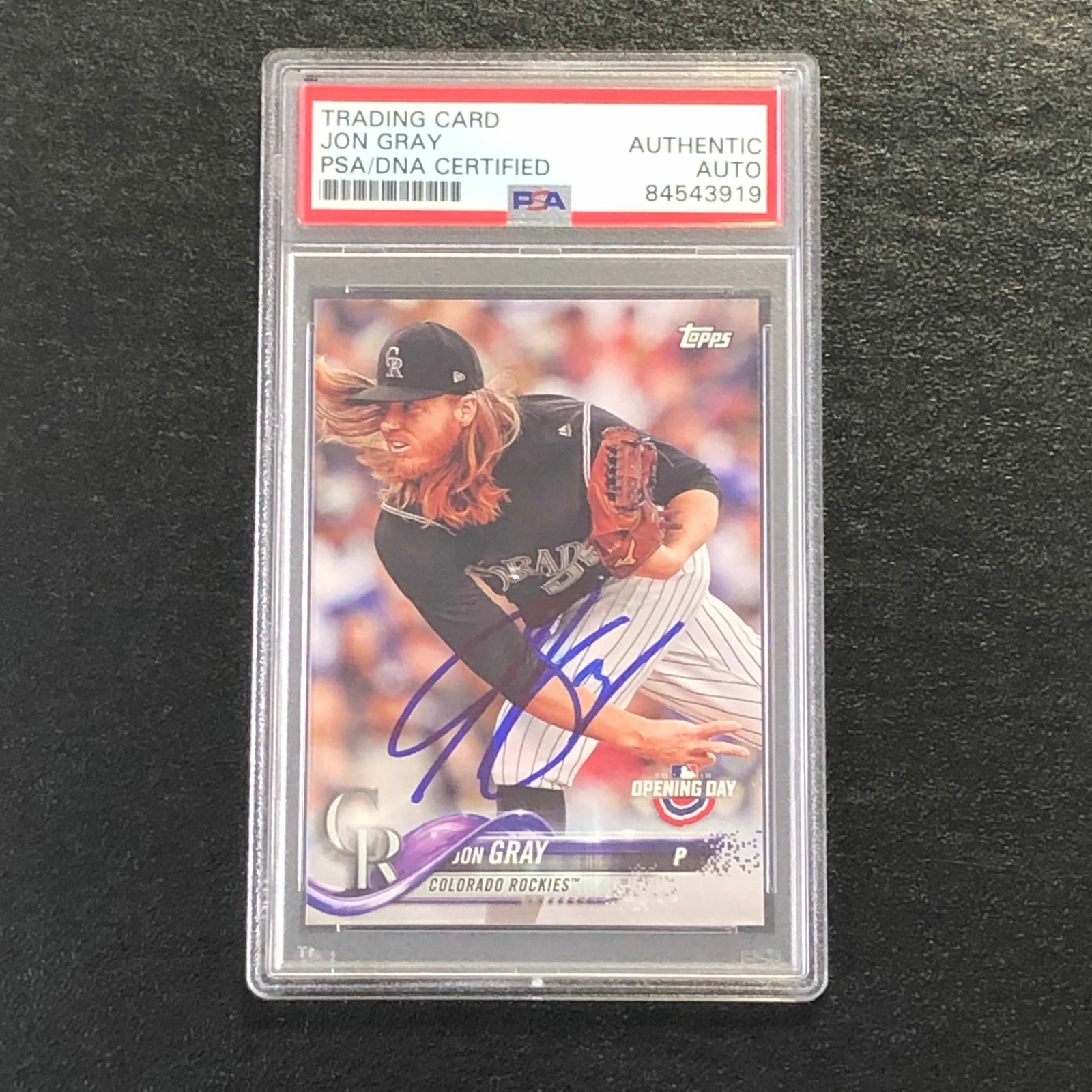 2018 Topps Opening Day #42 Jon Gray Signed Card PSA Slabbed Auto Rockies
