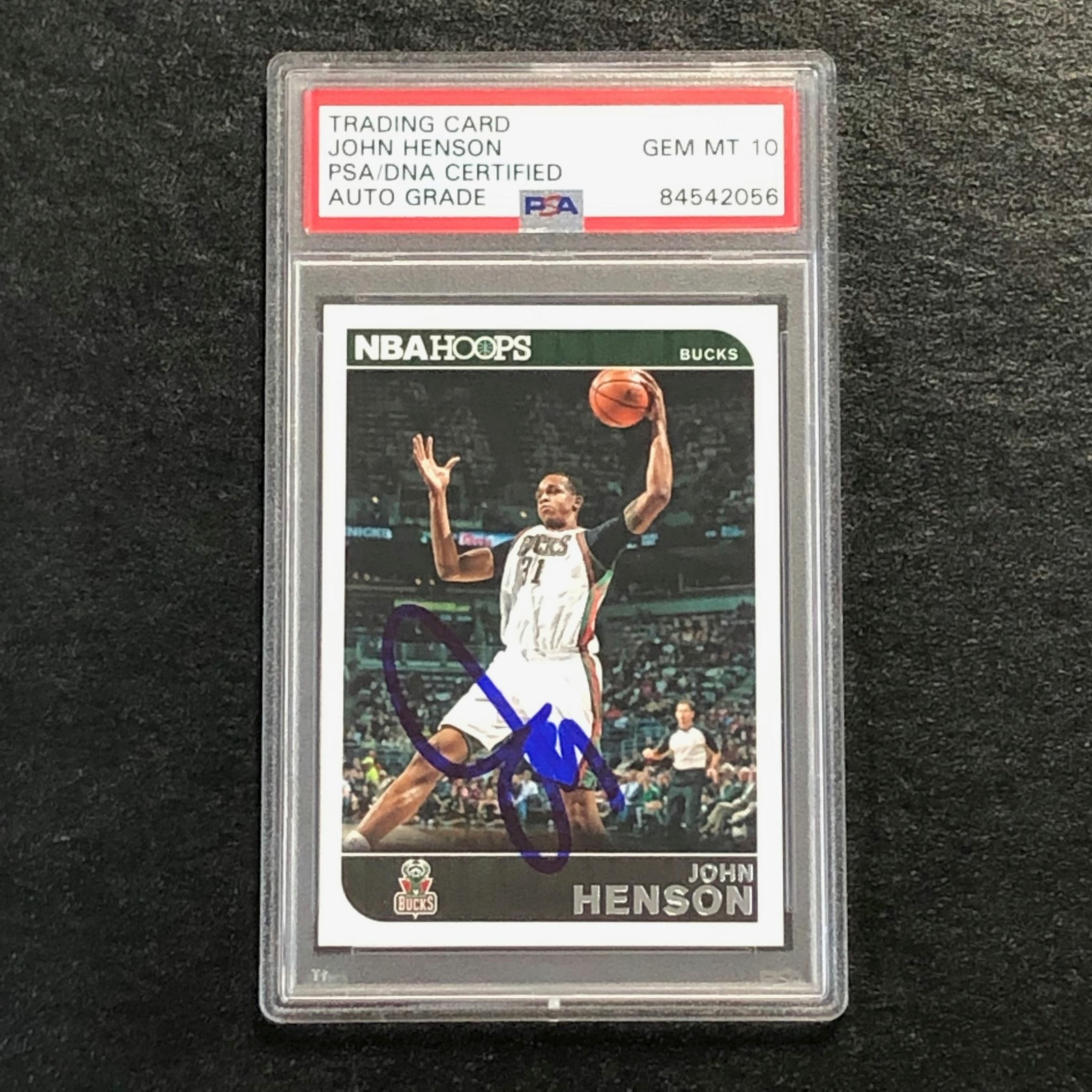 2014-15 NBA Hoops #150 John Henson Signed Card AUTO 10 PSA Slabbed Bucks
