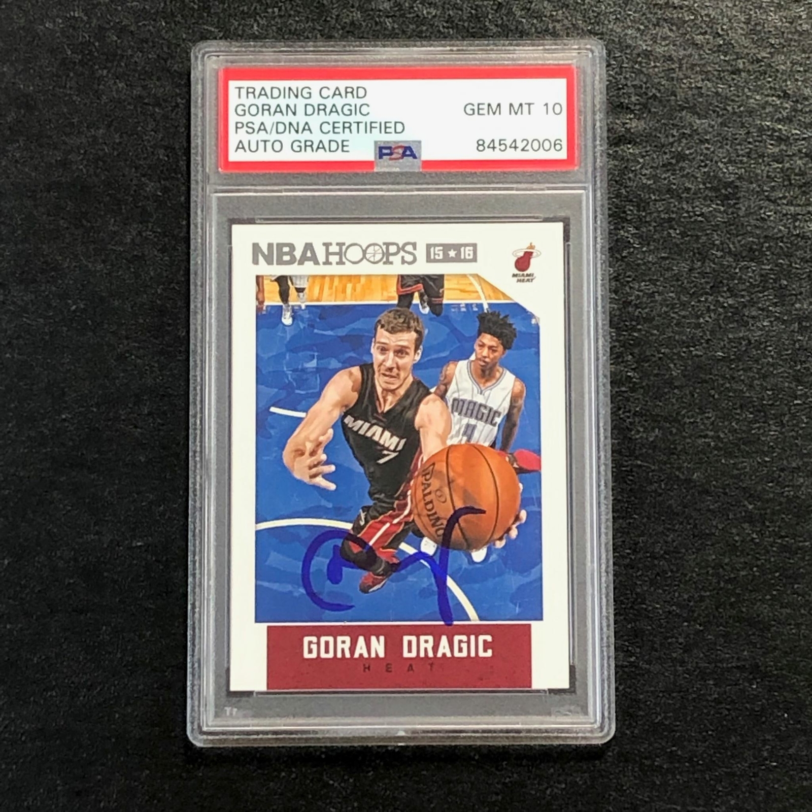 2015-16 NBA Hoops #81 Goran Dragic Signed Card AUTO 10 PSA/DNA Slabbed Heat
