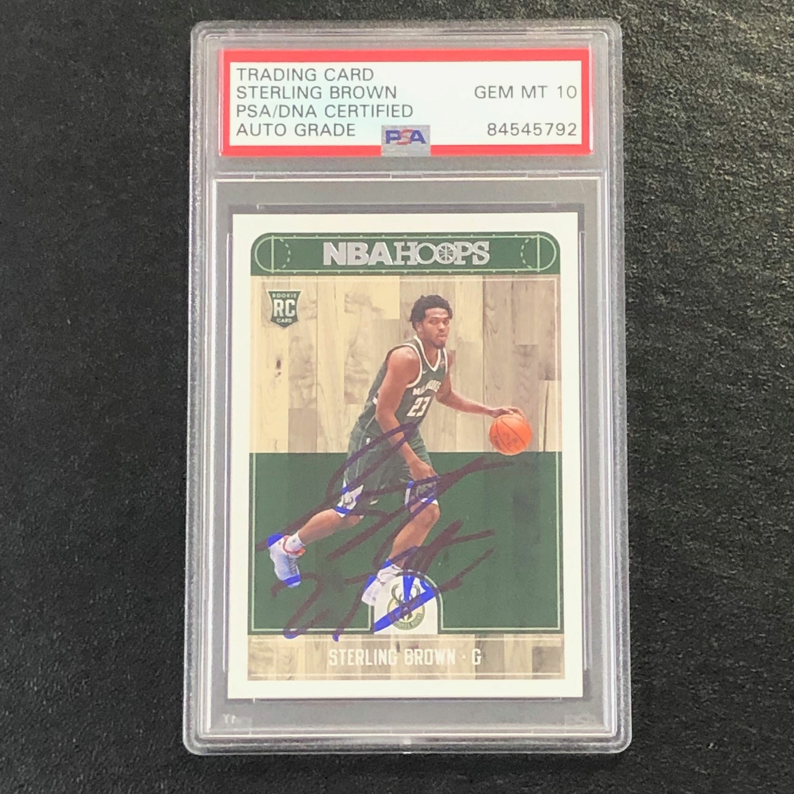 2017-18 NBA HOOPS #286 STERLING BROWN Signed Card AUTO 10 PSA/DNA Slabbed RC Buc
