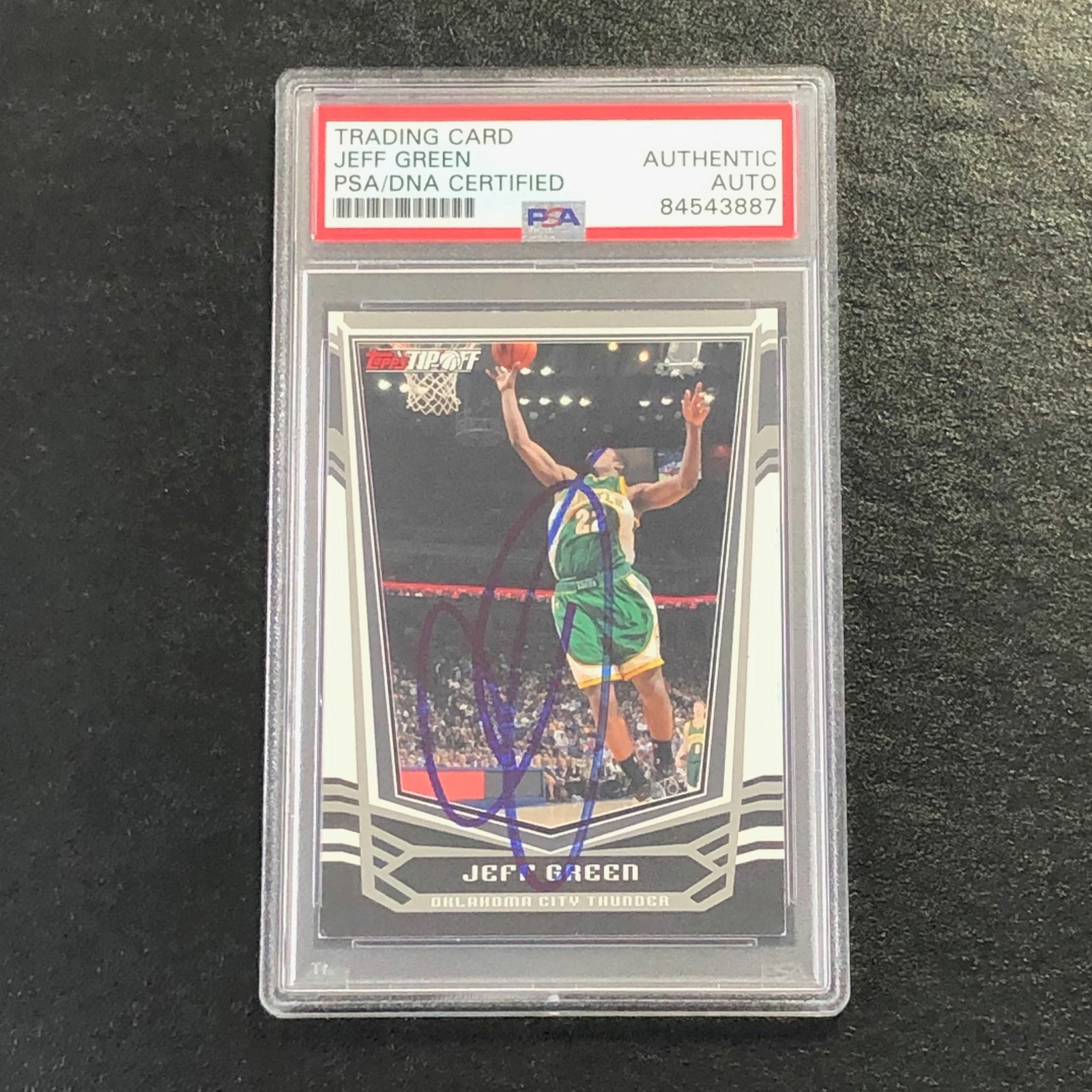 2008-09 Topps Tip-Off #78 Jeff Green Signed Card AUTO PSA/DNA Slabbed Sonics
