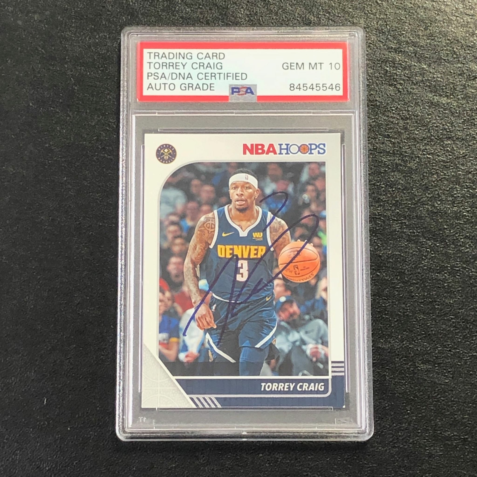 2019-20 NBA Hoops #50 Torrey Craig Signed AUTO 10 PSA Slabbed Nuggets
