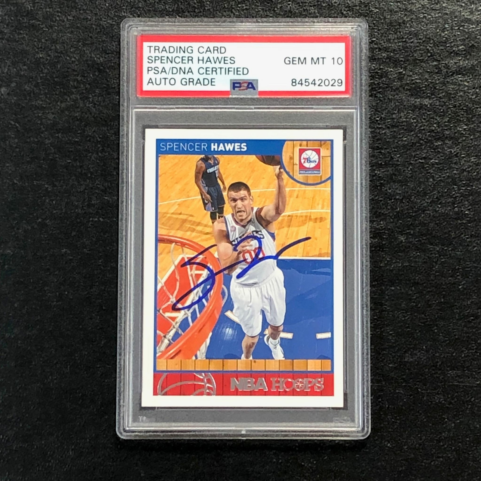 2013-14 NBA Hoops #6 Spencer Hawes Signed Card AUTO 10 PSA/DNA Slabbed 76ers
