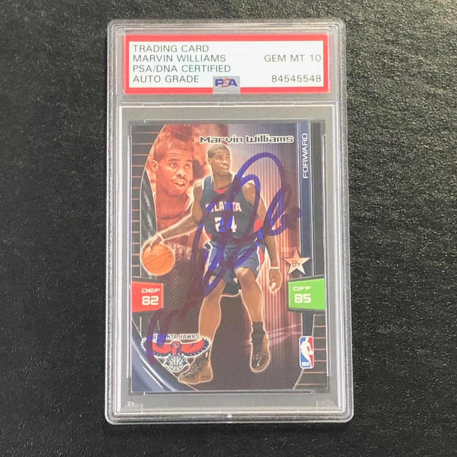 2009 Adrenalyn XL Marvin Williams Signed Card AUTO 10 PSA Slabbed Hawks
