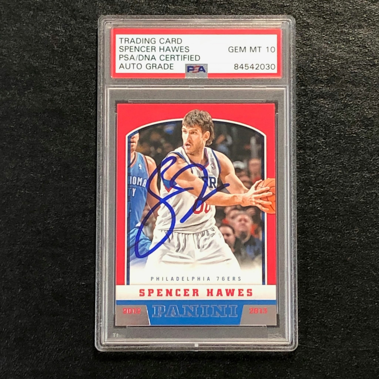 2012-13 Panini Basketball #154 Spencer Hawes Signed Card AUTO 10 PSA/DNA Slabbed
