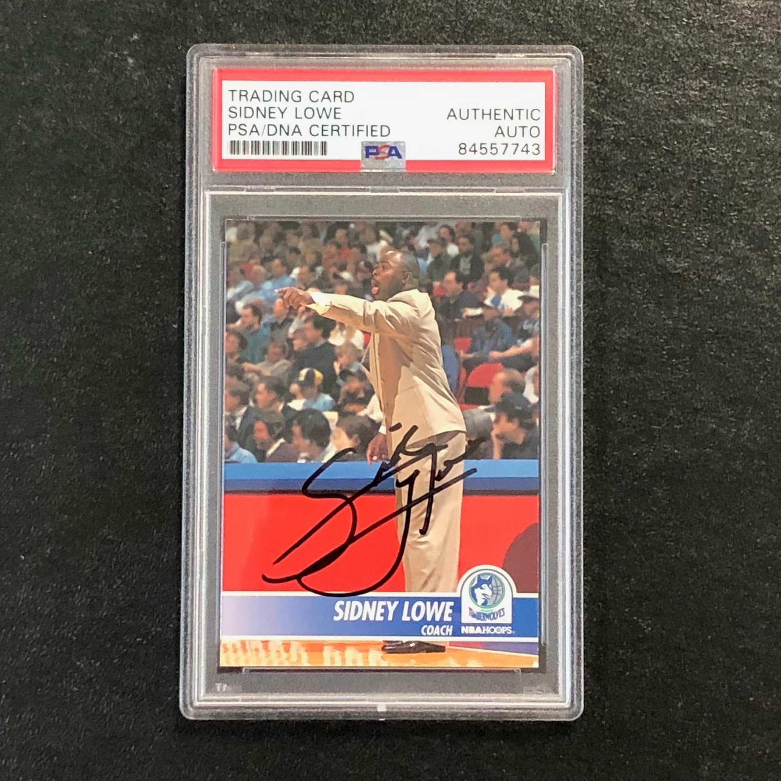 1994-95 NBA Hoops #288 Sidney Lowe Signed Card AUTO PSA Slabbed Timberwolves
