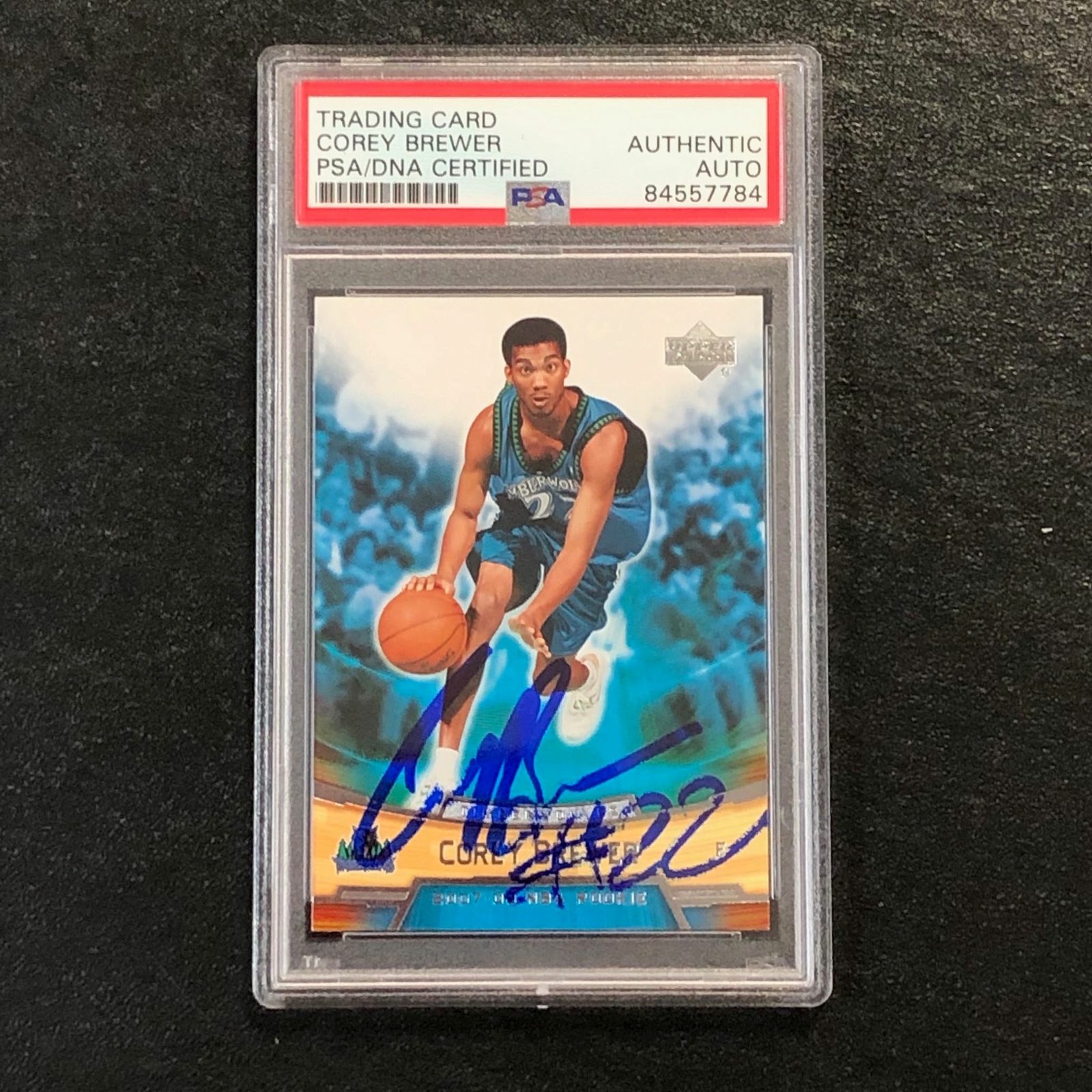 2007-08 Upper Deck #3 Corey Brewer Signed Card AUTO PSA Slabbed Timberwolves
