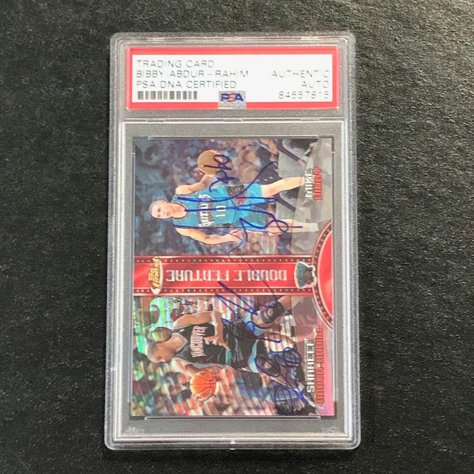 1999-00 Topps Finest #DF3 Mike Bibby Shareef Abdur-Rahim Signed Card AUTO PSA Sl
