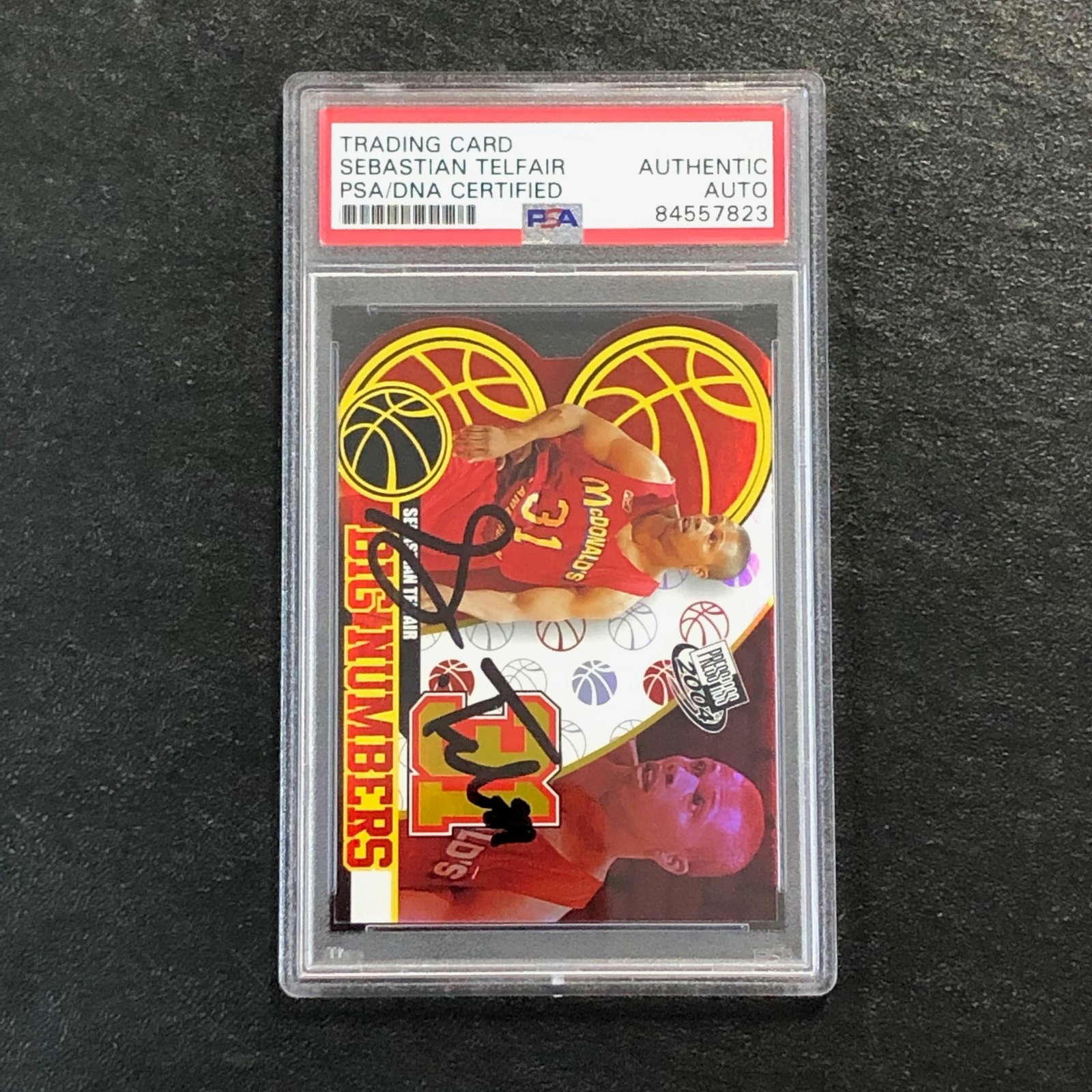 2004 Press Pass Big Numbers #8 Sebastian Telfair Signed Card AUTO PSA/DNA Slabbe
