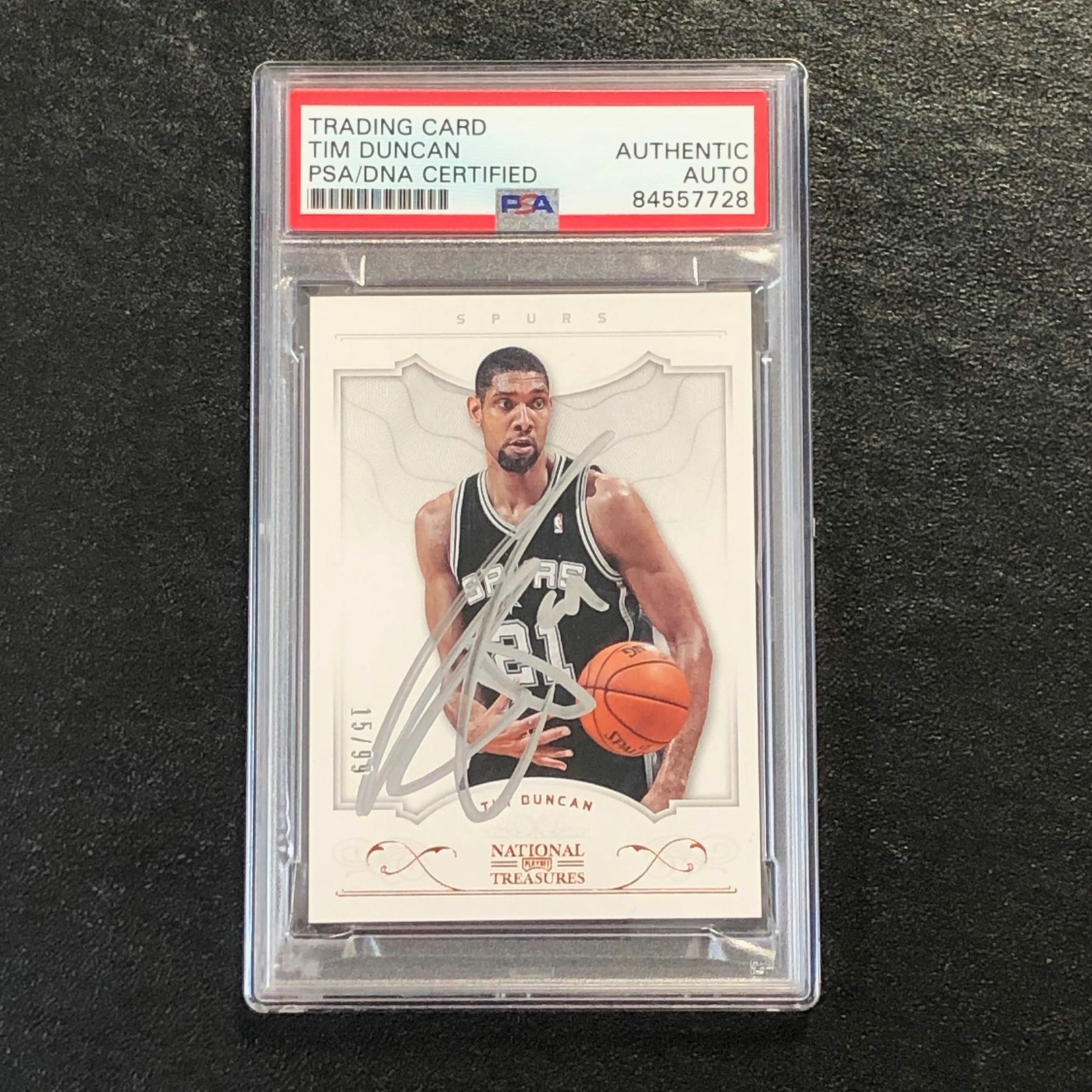 2012-13 National Treasures #21 Tim Duncan Signed Card AUTO PSA/DNA Slabbed Autog
