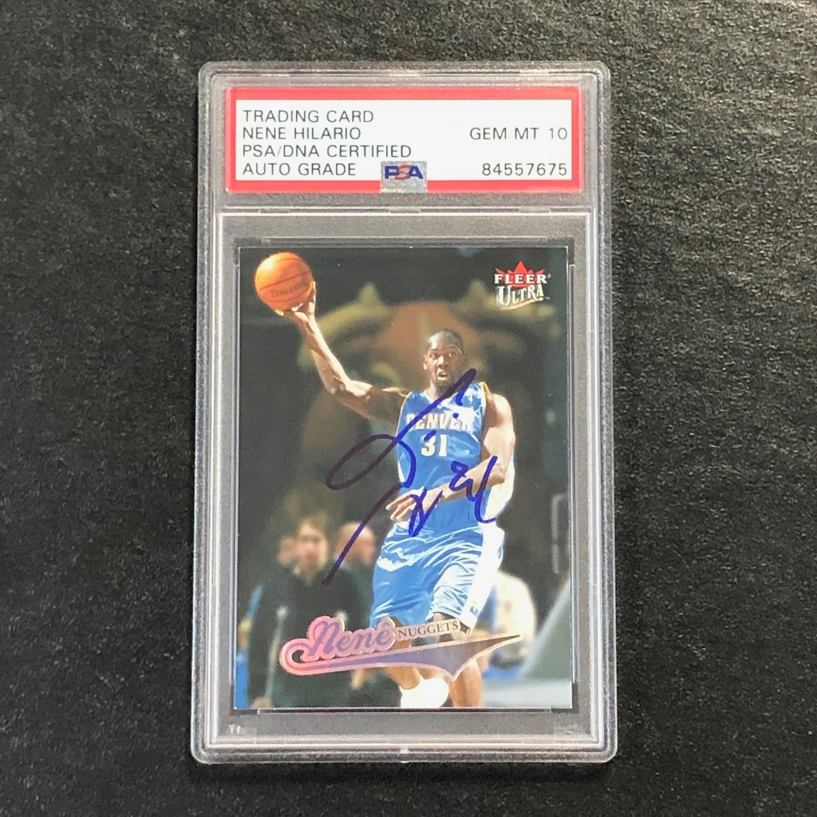 2004-05 Fleer Ultra #64 Nene Hilario Signed AUTO 10 PSA Slabbed Nuggets
