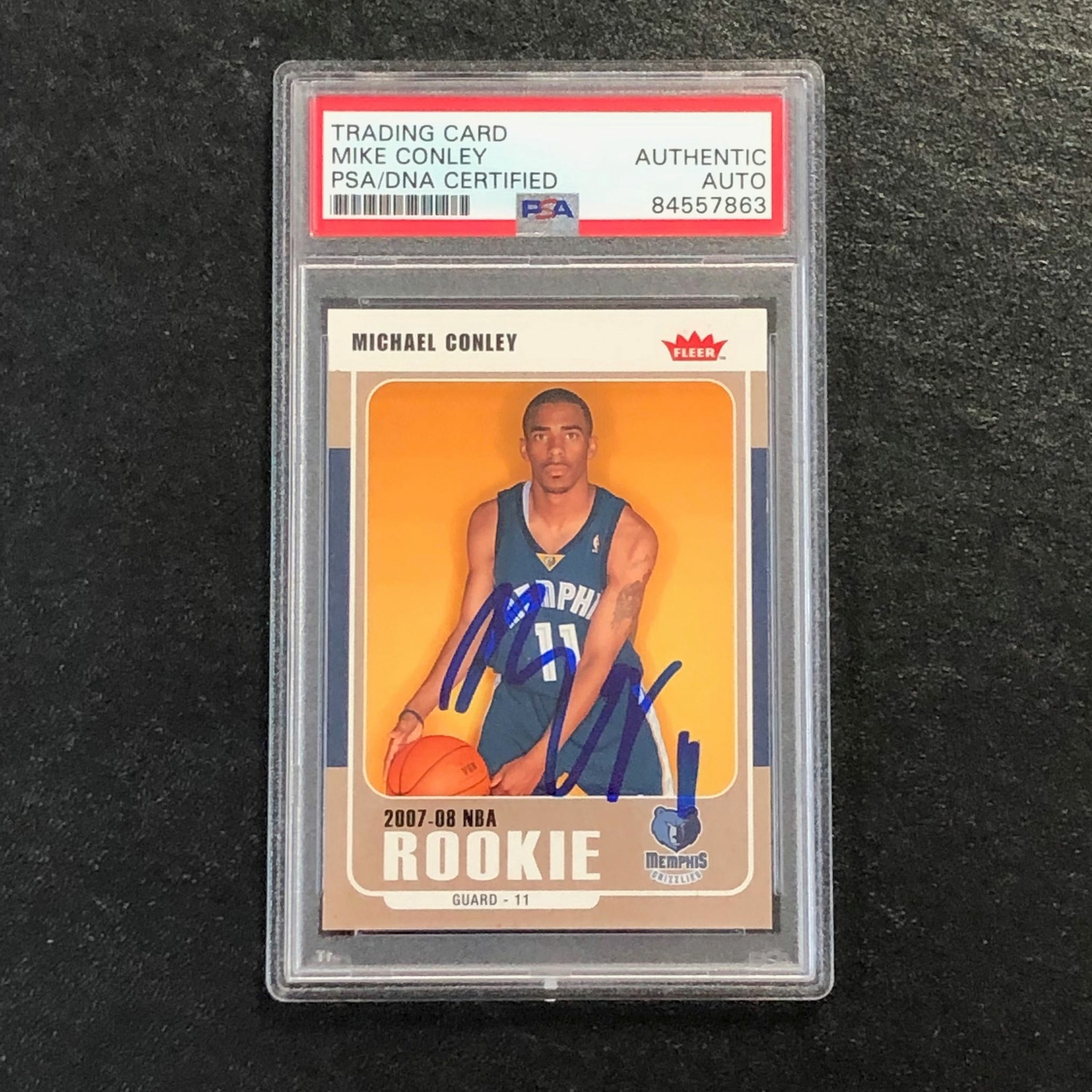 2007 Fleer #206 Mike Conley signed Auto Card PSA/DNA Slabbed RC Grizzlies
