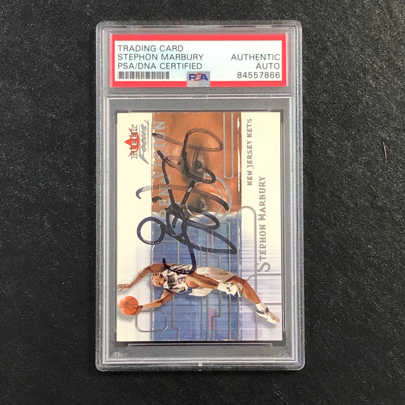 2000-01 Fleer Focus Arena Vision #AV15 Stephon Marbury Signed Card AUTO PSA Slab
