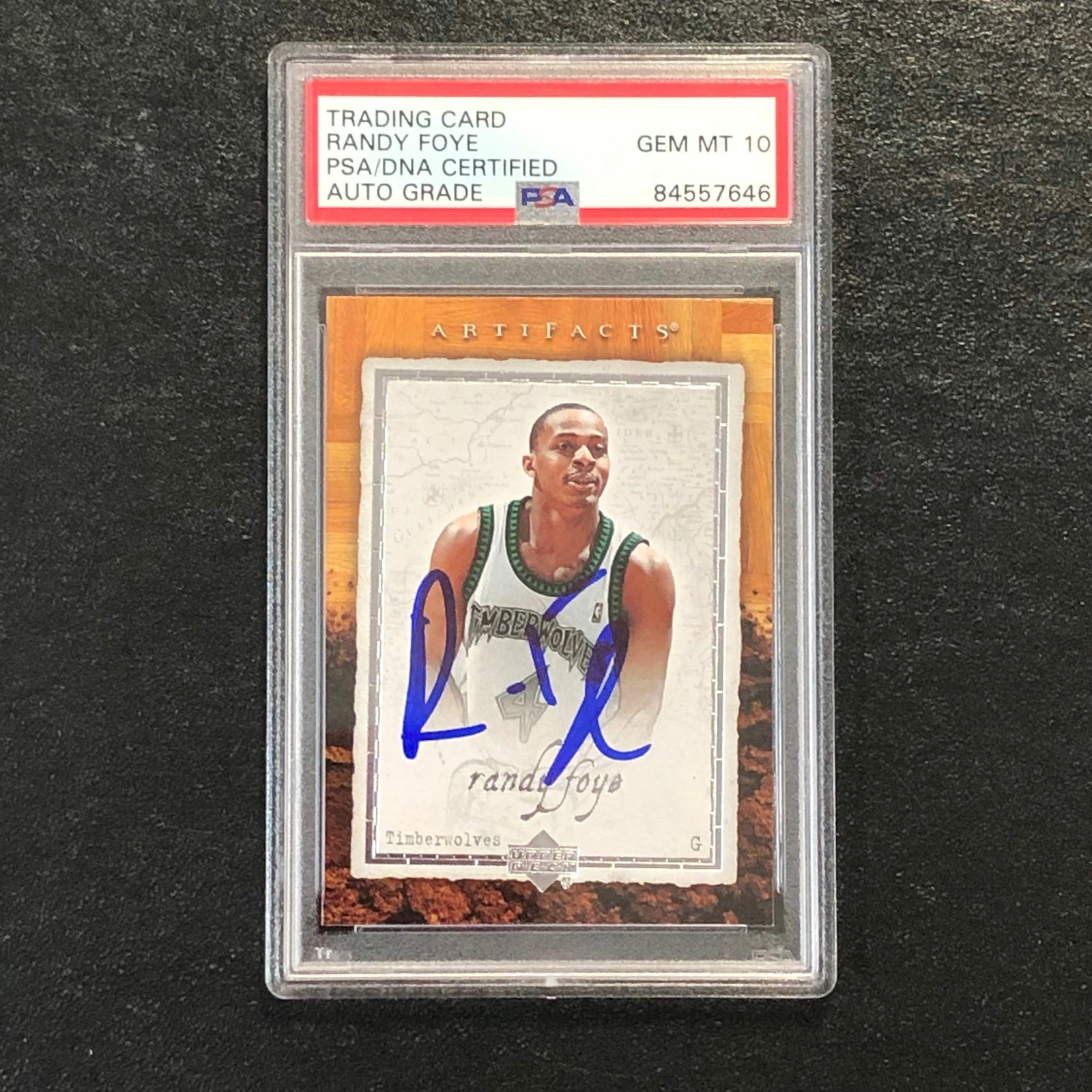 2007-08 Upper Deck Artifacts #55 Randy Foye Signed Card AUTO 10 PSA Slabbed Timb

