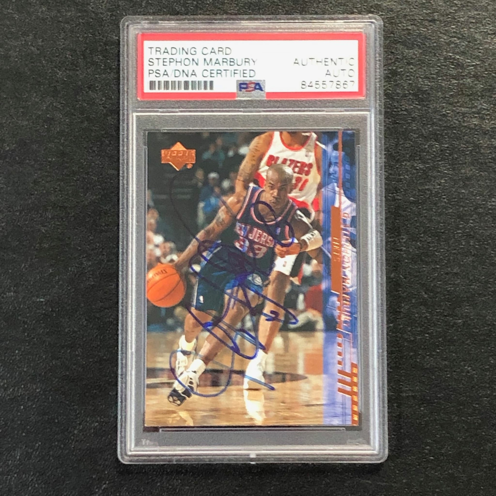 2000-01 UPPER DECK BASKETBALL #104 STEPHON MARBURY SIGNED CARD AUTO PSA SLABBED COLLECTIBLE MEMORABILIA