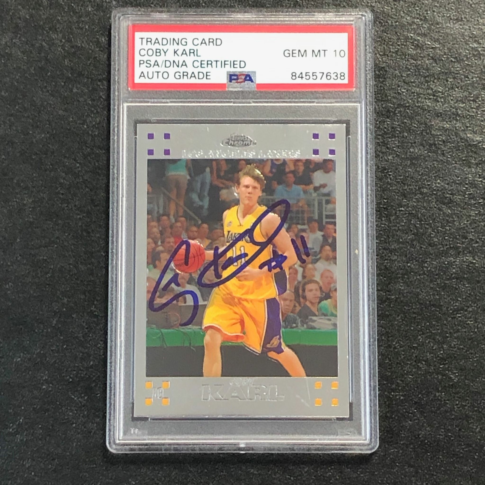 2007-08 TOPPS CHROME #116 Coby Karl Signed Card Auto 10 PSA Slabbed Lakers

