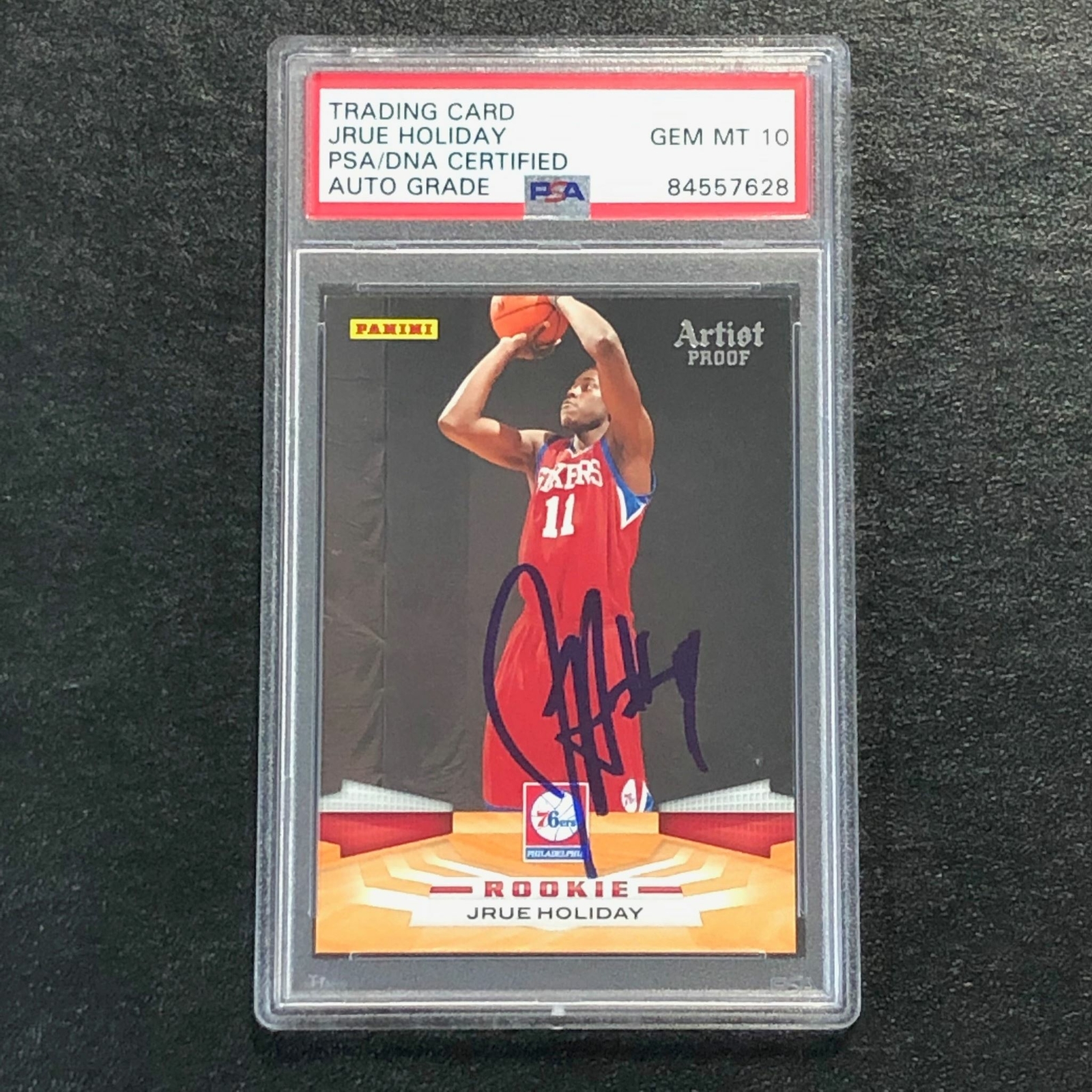 2009-10 Panini #367 Jrue Holiday Signed Card AUTO 10 PSA Slabbed RC 76ers

