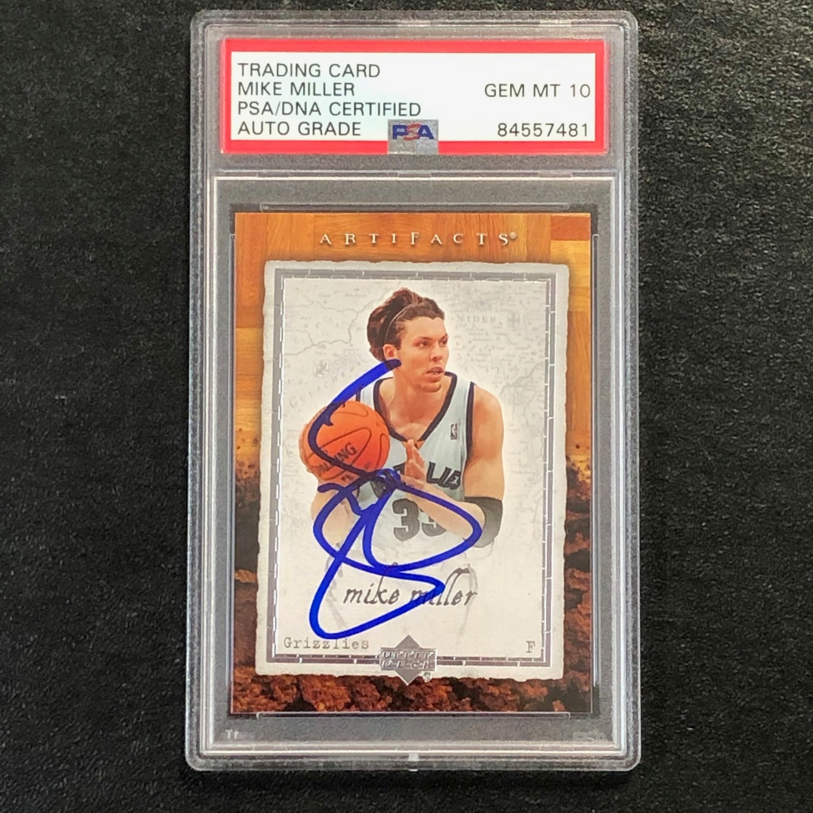 2007-08 ARTIFACTS BASKETBALL #45 MIKE MILLER SIGNED CARD AUTO 10 PSA SLABBED GRI COLLECTIBLE MEMORABILIA