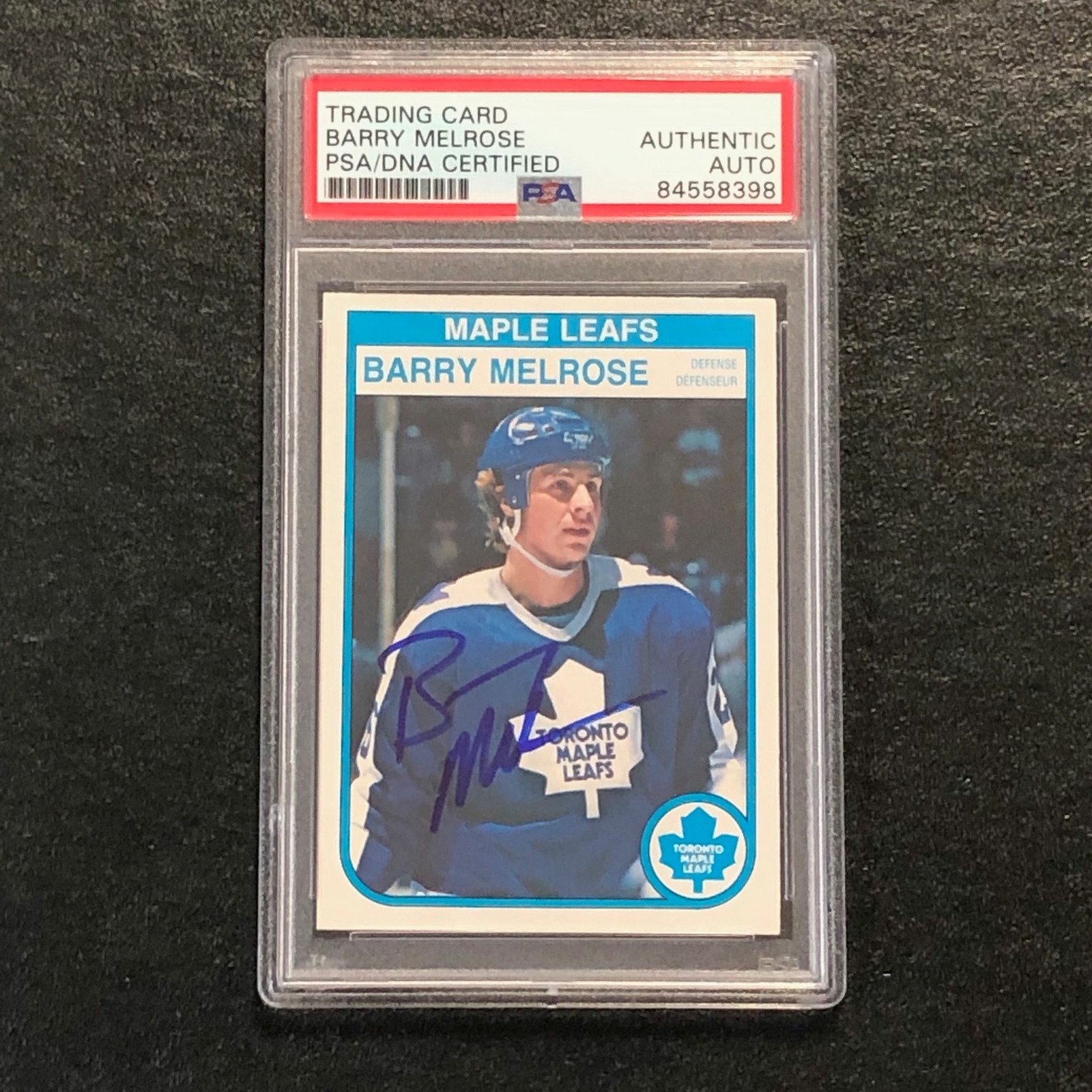 1982 O-Pee-Chee #328 Barry Melrose Signed Card AUTO PSA slabbed Maple Leafs
