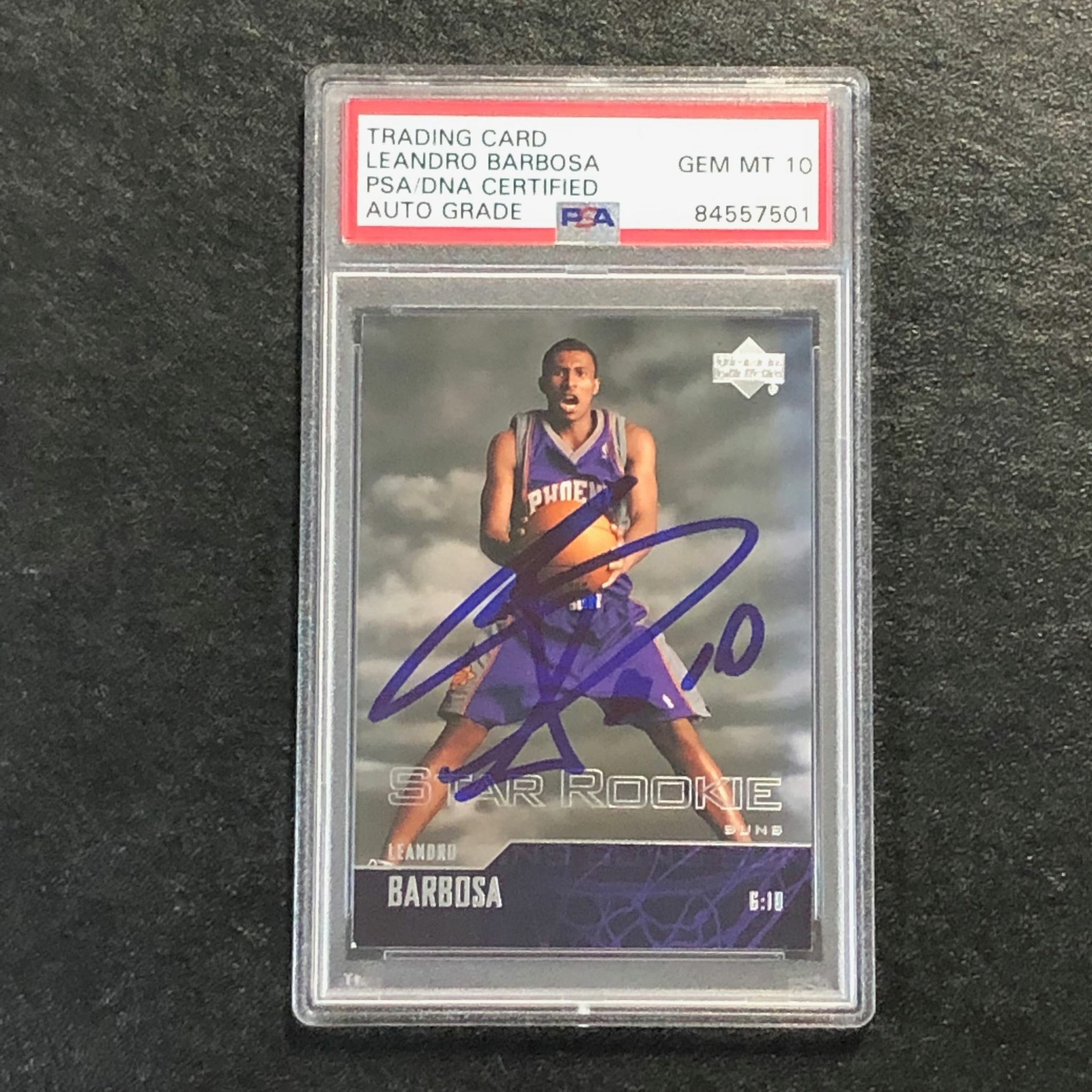 2003-04 Upper Deck Star Rookie #328 Leandro Barbosa Signed Card AUTO 10 PSA Slab
