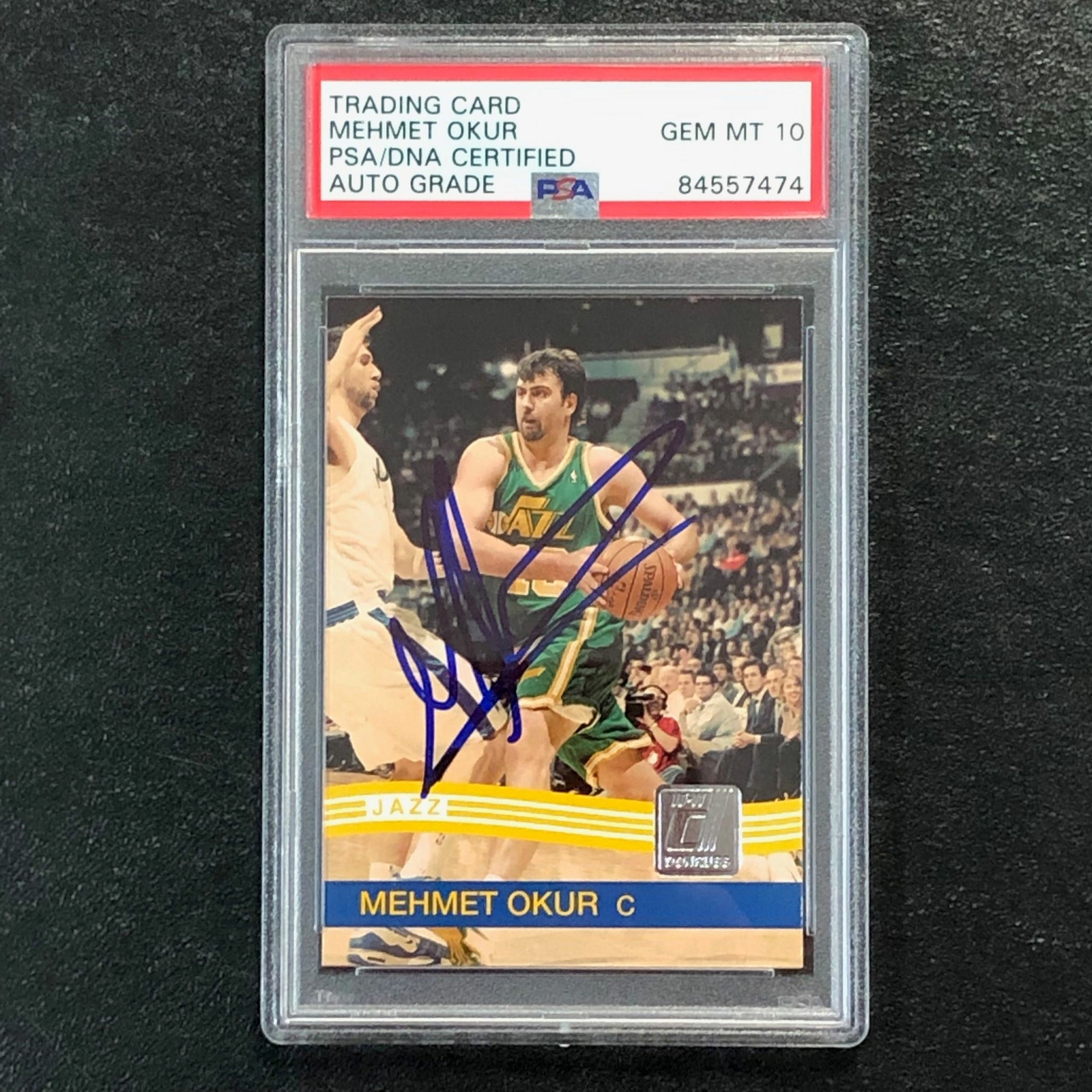 2010-11 Donruss #147 Mehmet Okur Signed Card AUTO 10 PSA Slabbed Jazz
