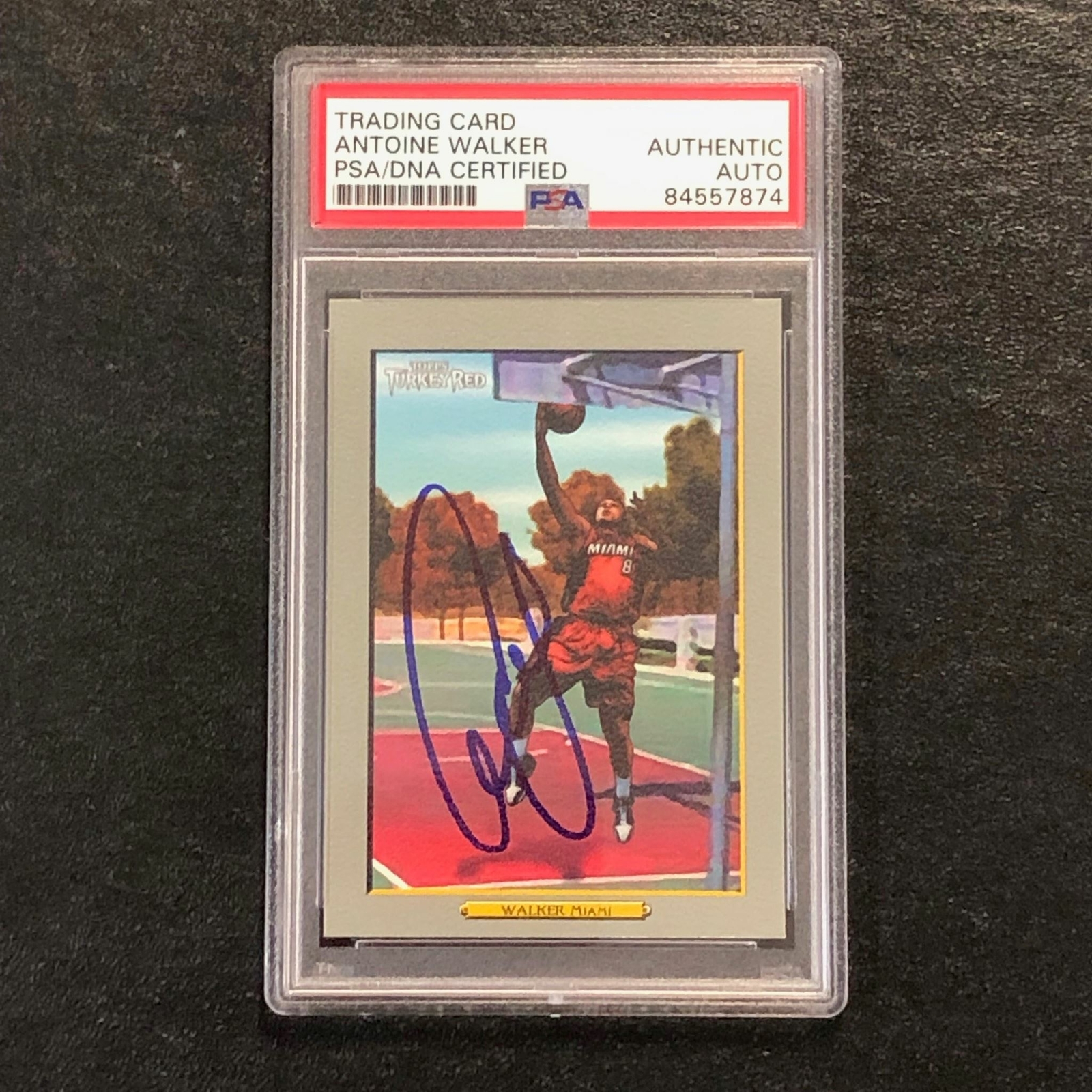 2006-07 Topps Turkey Red #93 Antoine Walker Signed Card AUTO PSA Slabbed Heat
