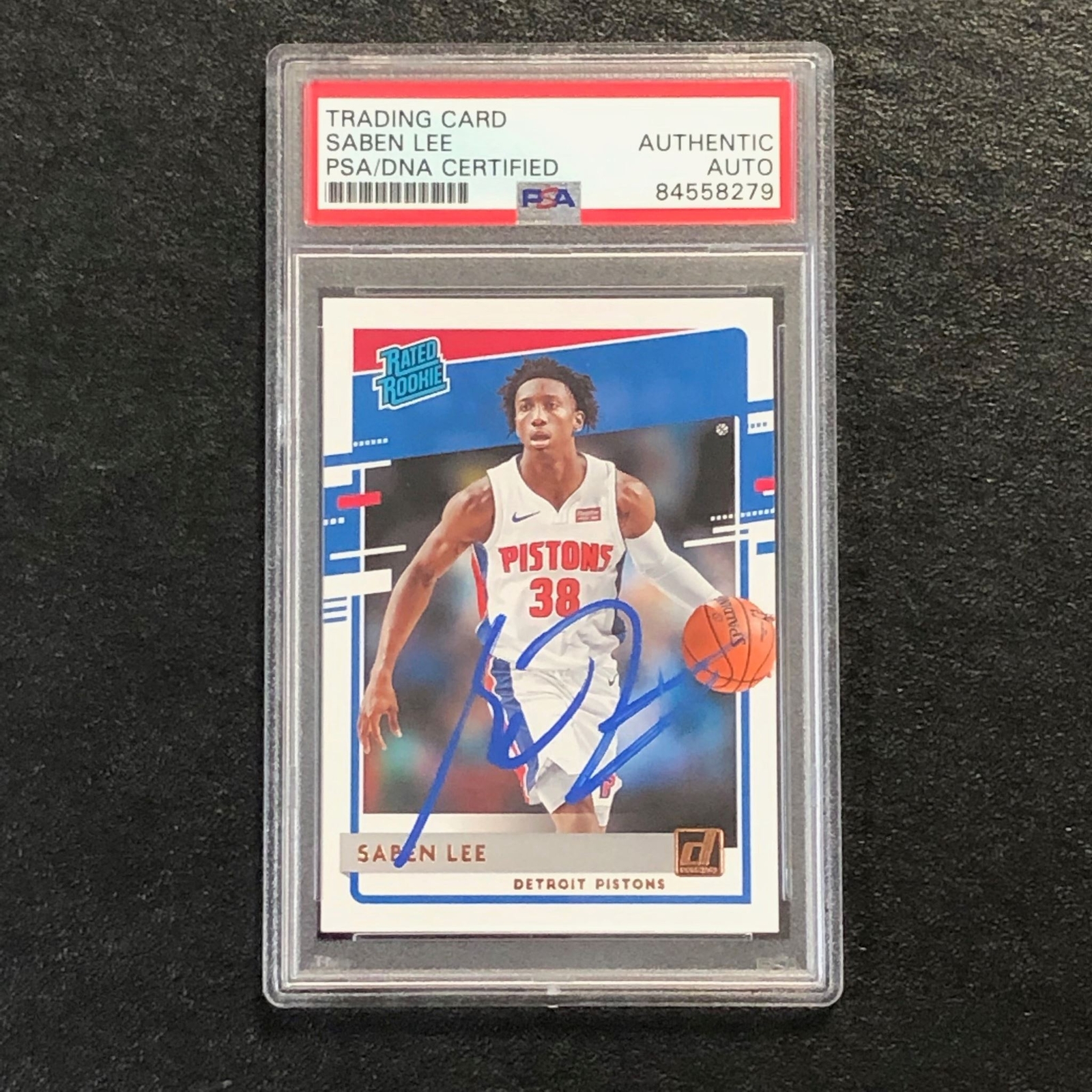 2020-21 Donruss Rated Rookie #221 Saben Lee Signed Card AUTO PSA Slabbed Pistons
