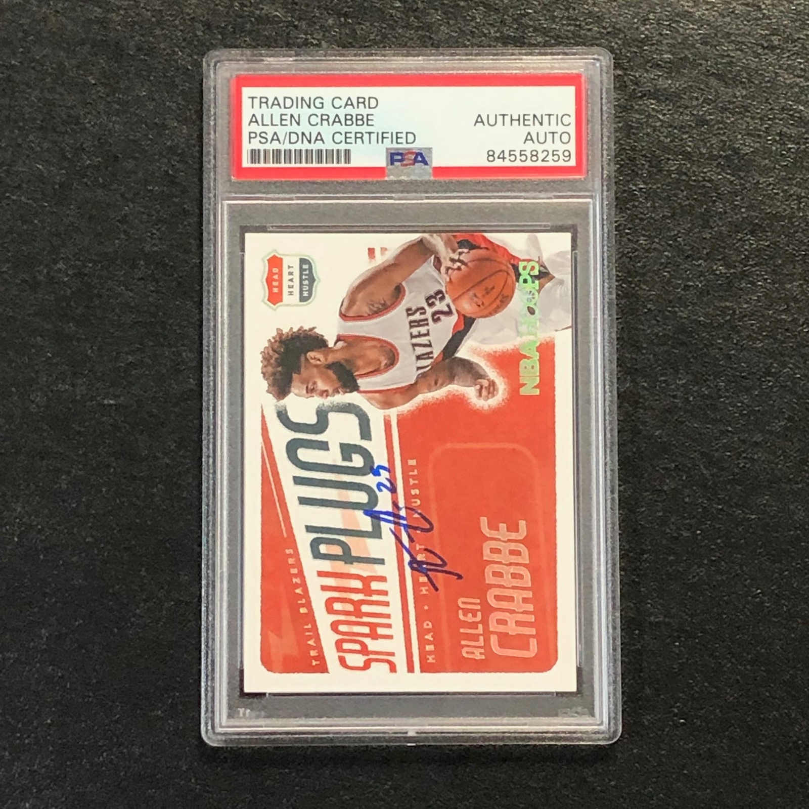 2016-17 NBA Hoops Spark Plugs #14 Allen Crabbe Signed Card AUTO PSA Slabbed Trai
