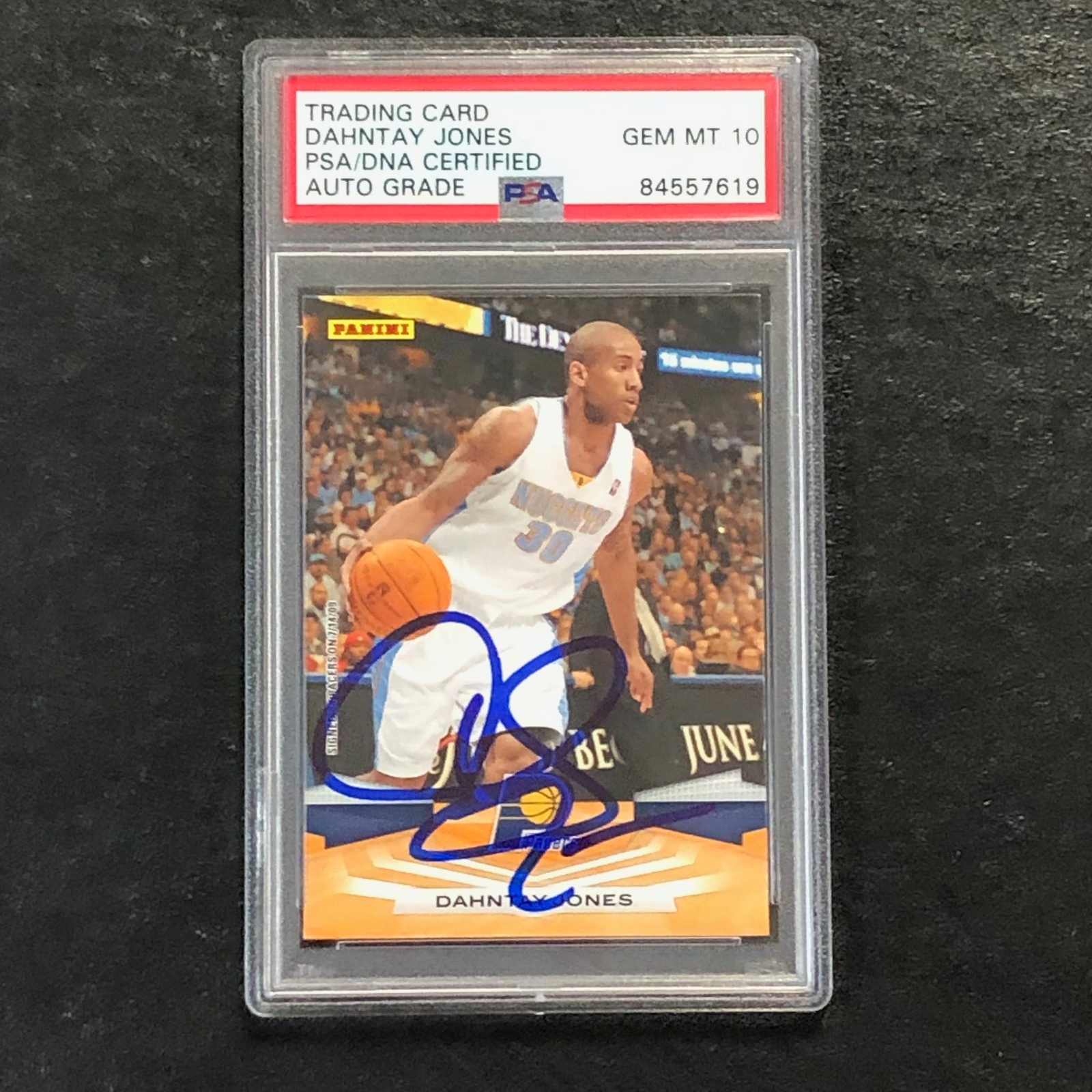 2009-10 Panini #93 Dahntay Jones Signed Card AUTO 10 PSA Slabbed Pacers
